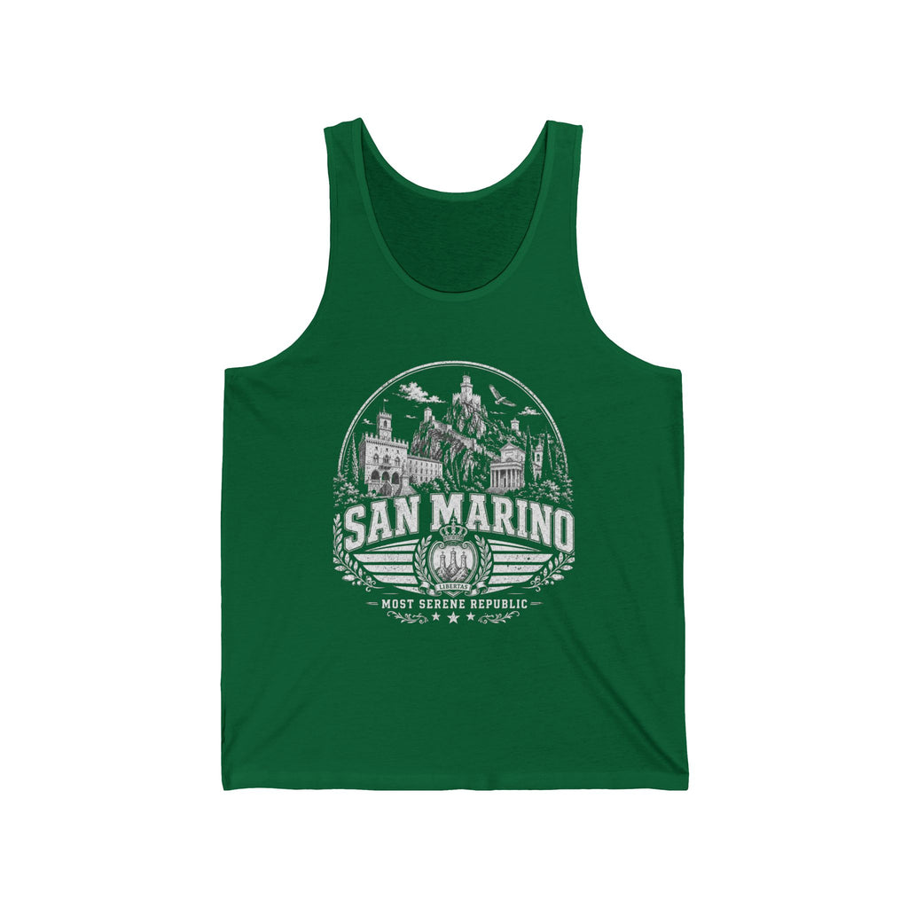 San Marino vintage landmarks men's tank top — iconic landmark design | Nameshi Destinations (view 20)
