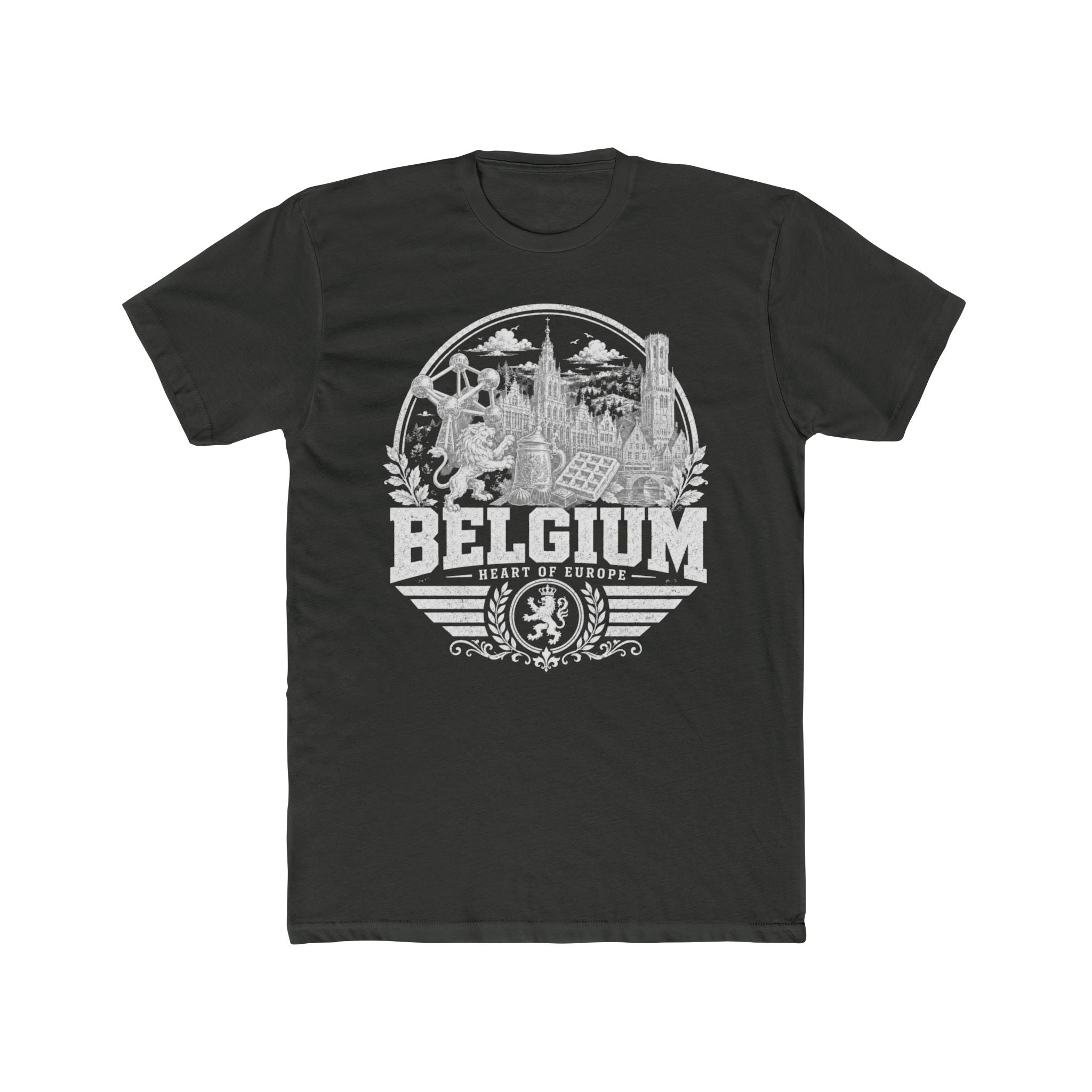 Belgium vintage landmarks men's tee — iconic landmark design | Nameshi Destinations (view 5)