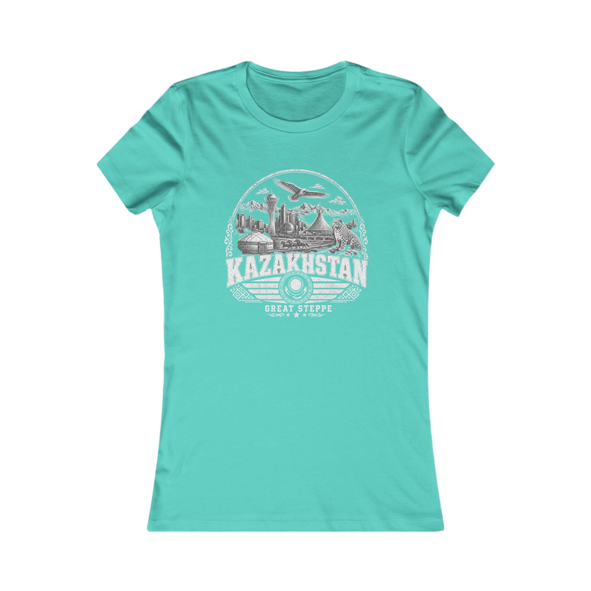 Kazakhstan vintage landmarks women's tee — iconic landmark design | Nameshi Destinations (view 14)