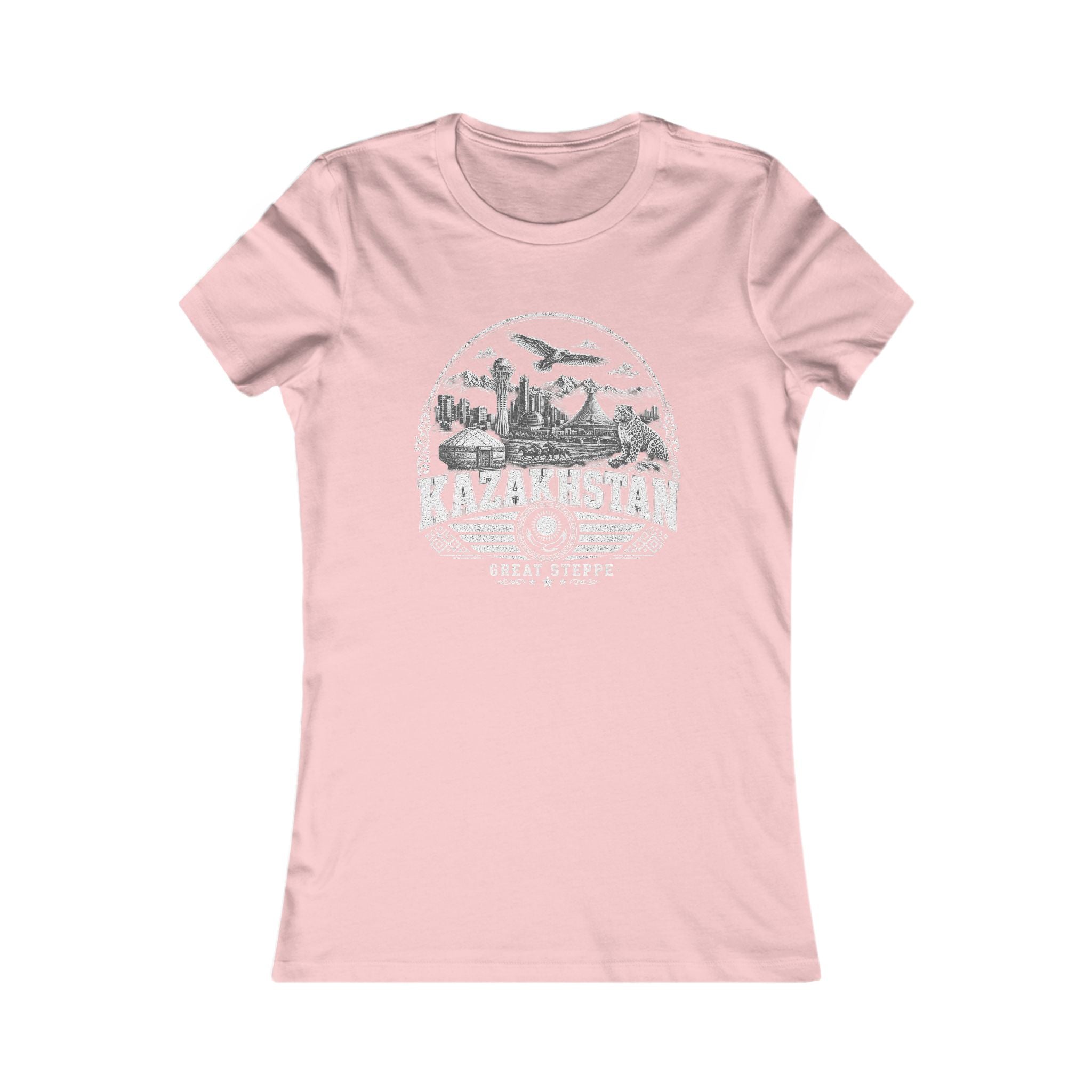 Kazakhstan vintage landmarks women's tee — iconic landmark design | Nameshi Destinations (view 7)