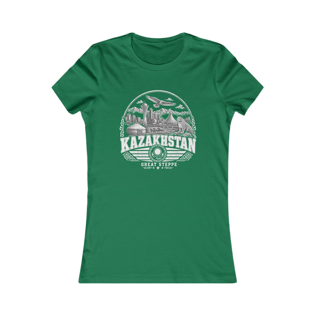 Kazakhstan vintage landmarks women's tee — iconic landmark design | Nameshi Destinations (view 2)