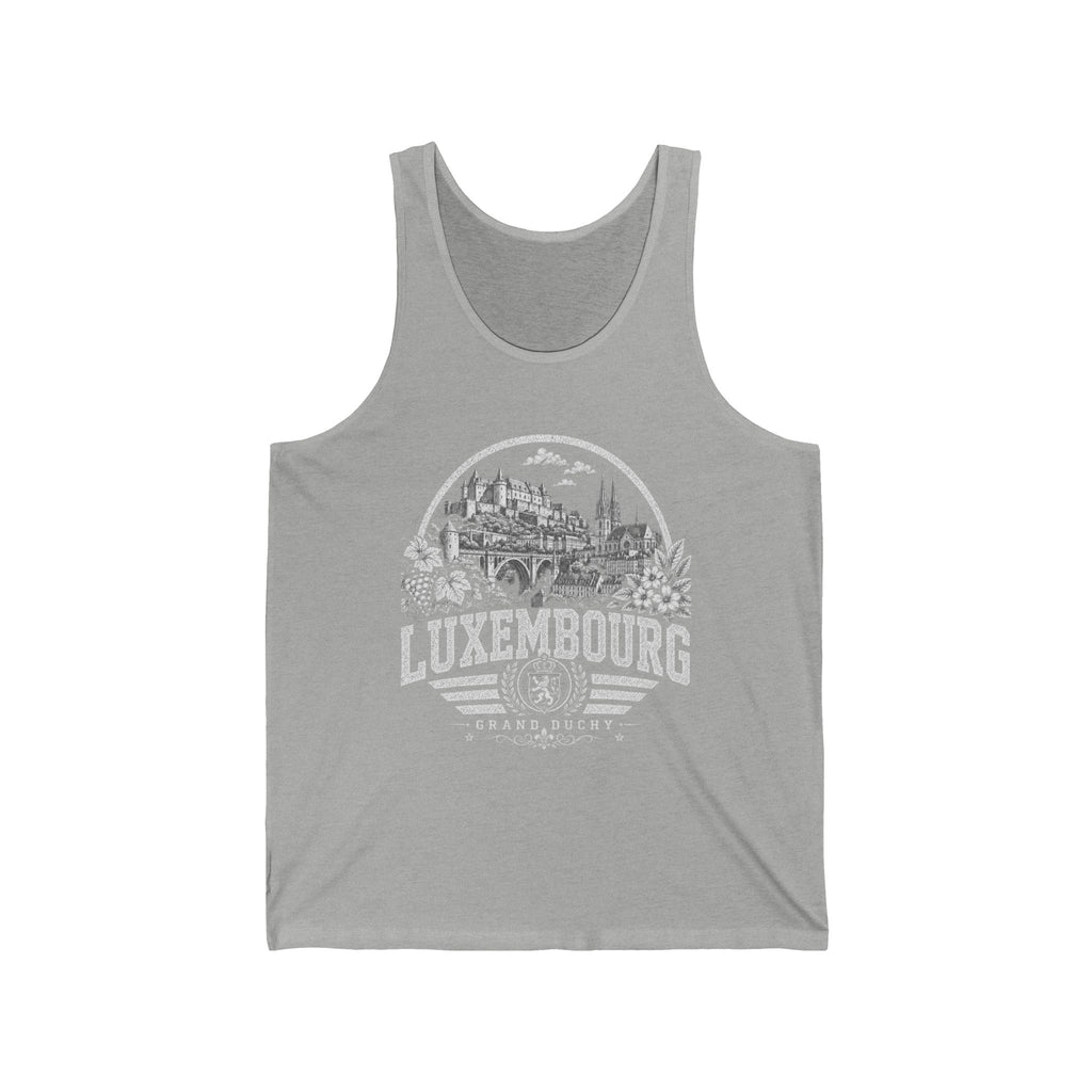 Luxembourg vintage landmarks men's tank top — iconic landmark design | Nameshi Destinations (view 5)