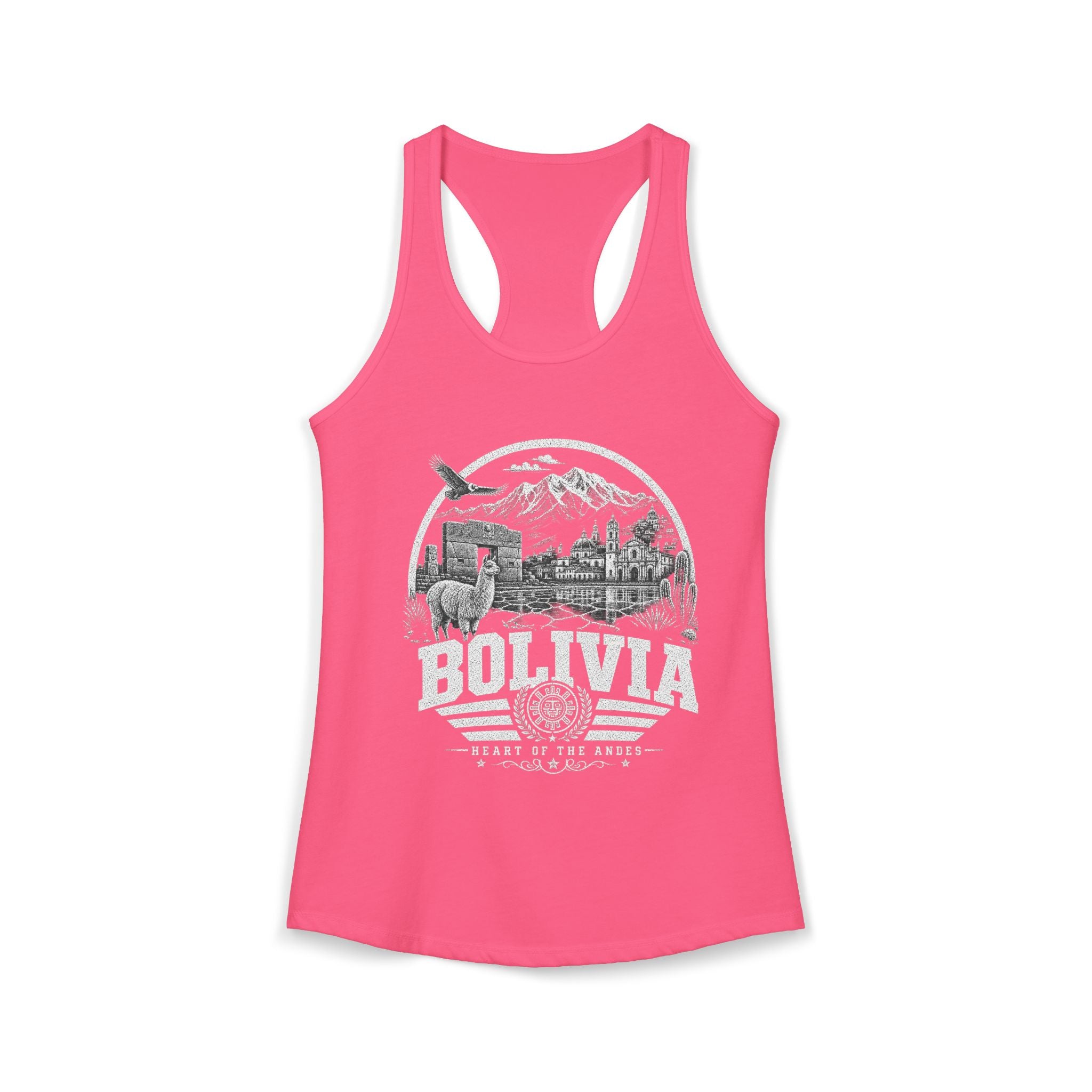 Bolivia vintage landmarks tank top — iconic landmark design | Nameshi Destinations (view 13)