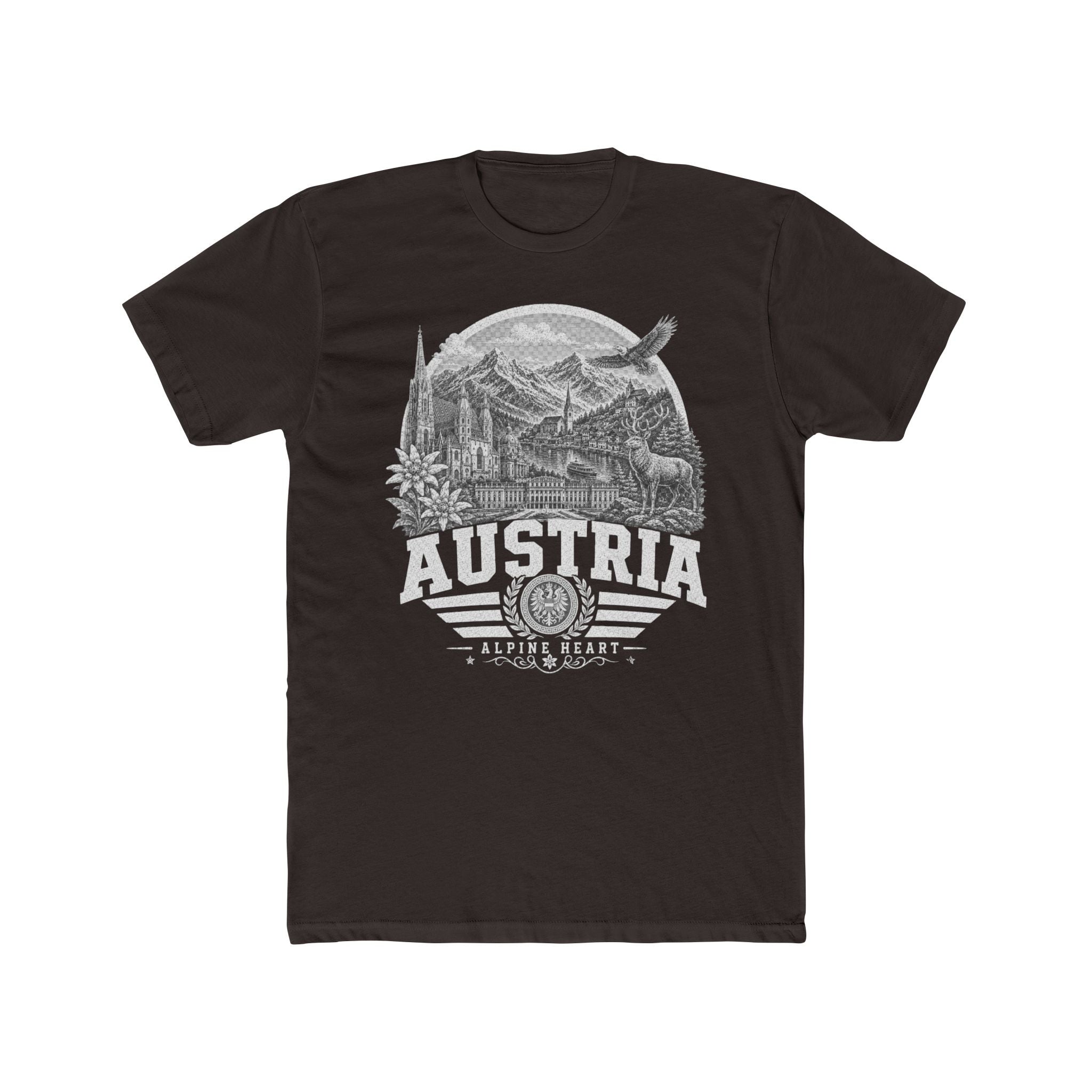 Austria vintage landmarks men's tee — iconic landmark design | Nameshi Destinations (view 1)