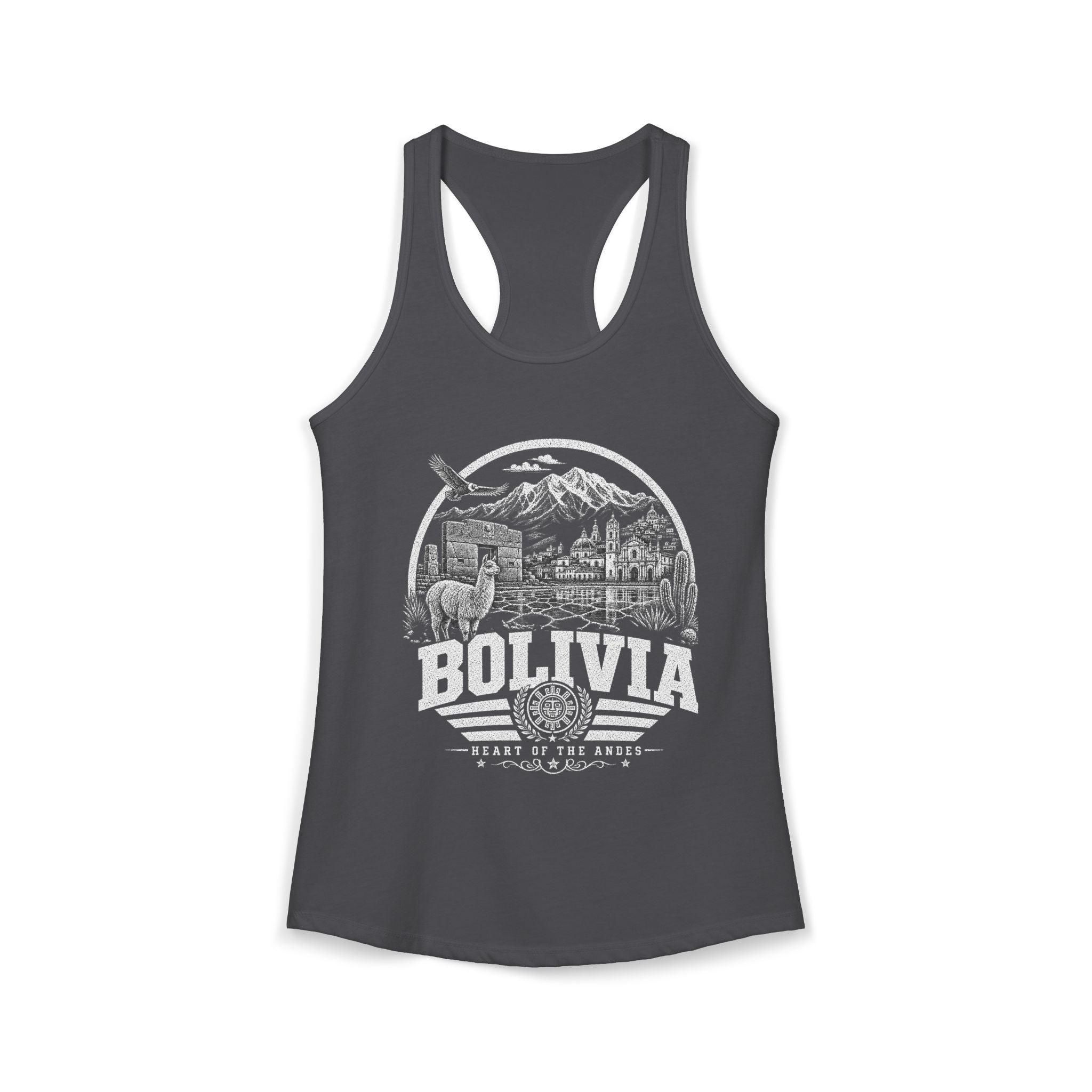 Bolivia vintage landmarks tank top — iconic landmark design | Nameshi Destinations (view 11)