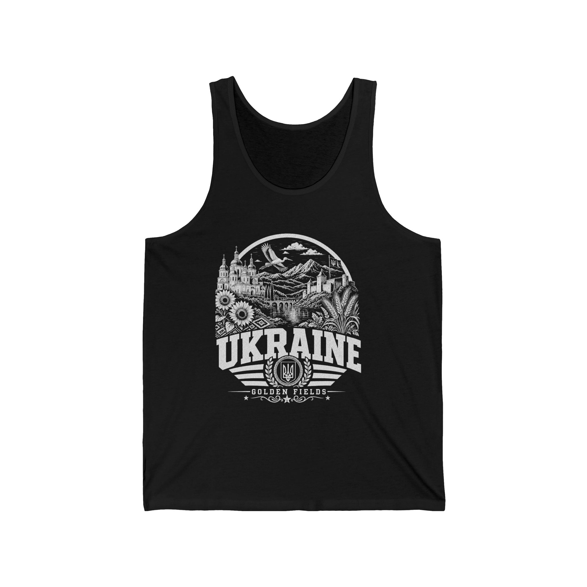 Ukraine vintage landmarks men's tank top — iconic landmark design | Nameshi Destinations (view 1)