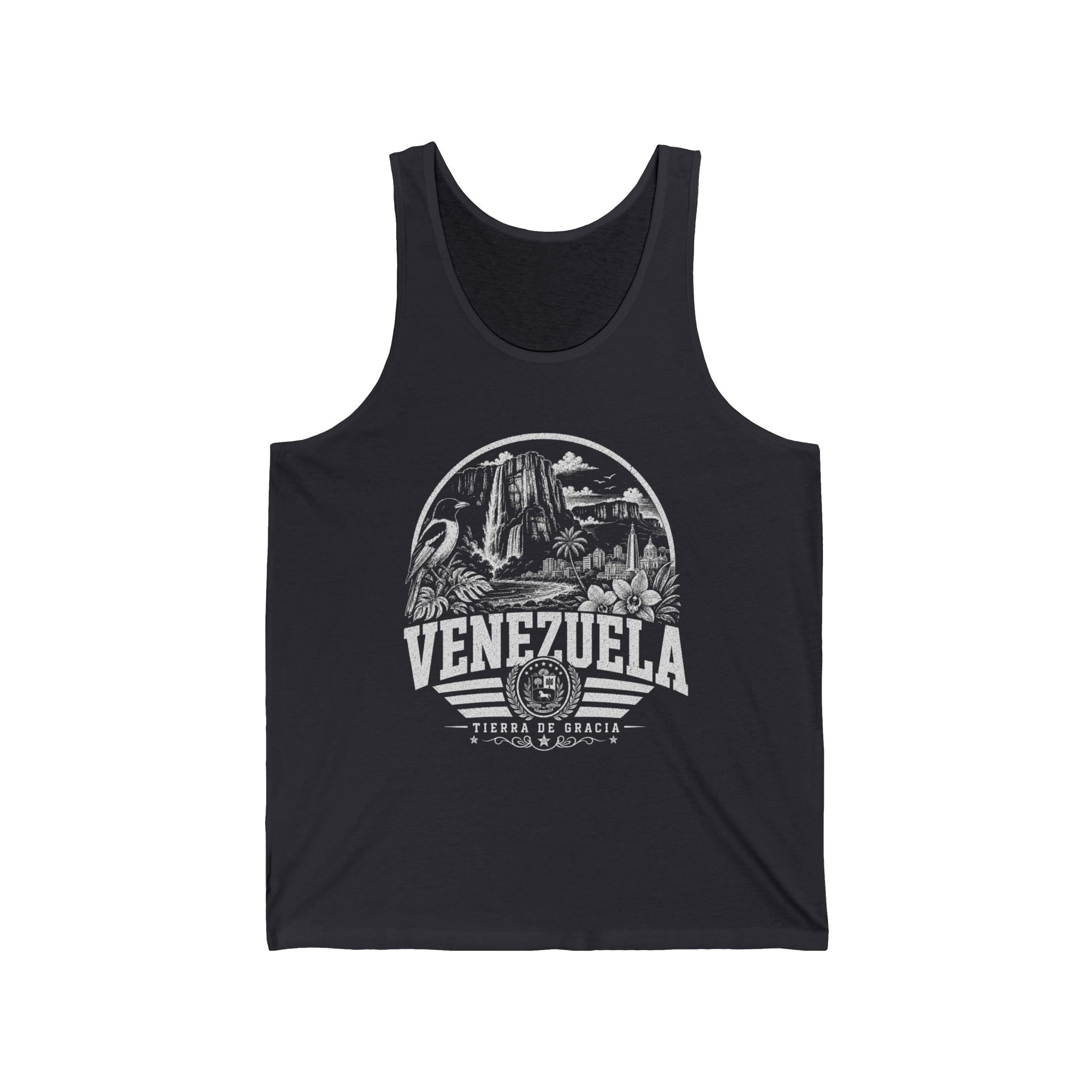 Venezuela vintage landmarks men's tee — iconic landmark design | Nameshi Destinations (view 2)