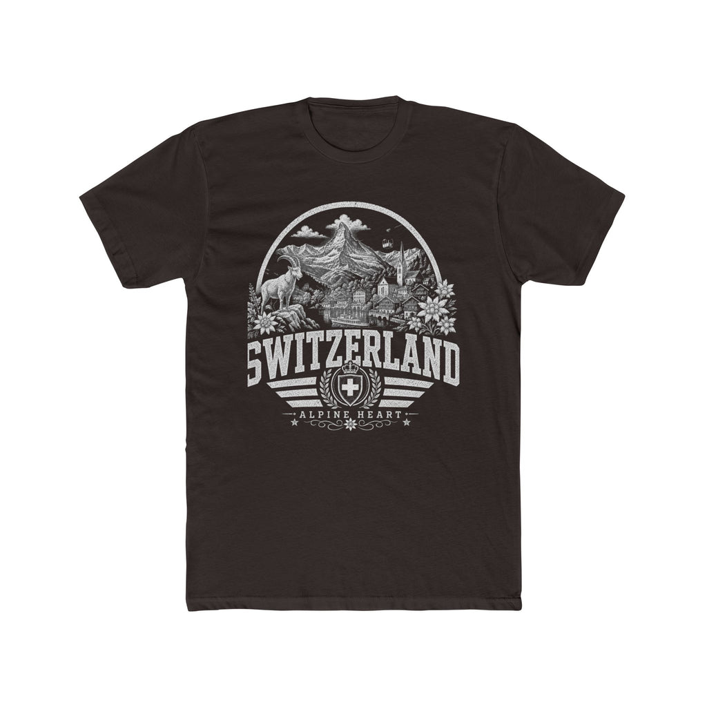 Switzerland vintage landmarks men's tee — iconic landmark design | Nameshi Destinations (view 1)