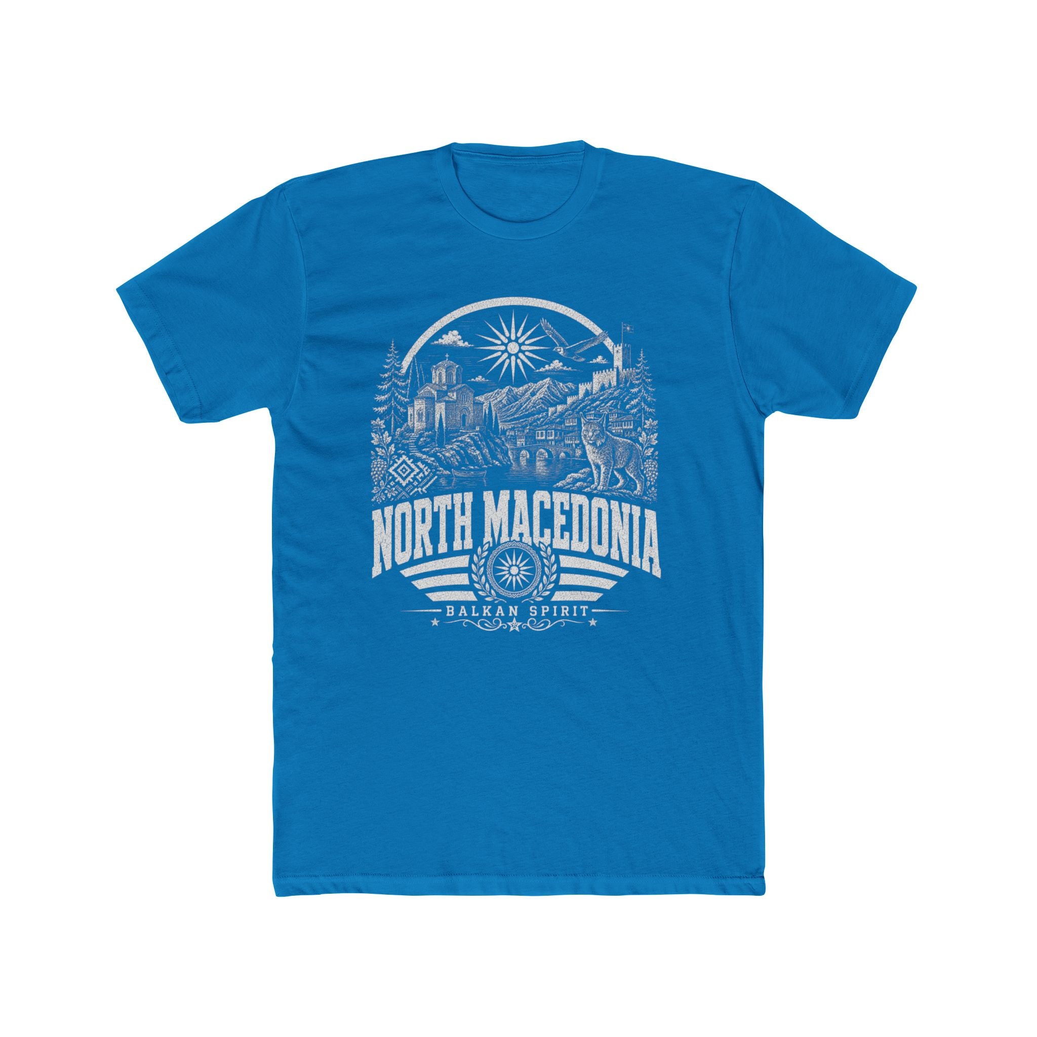 North Macedonia vintage landmarks men's tee — iconic landmark design | Nameshi Destinations (view 9)