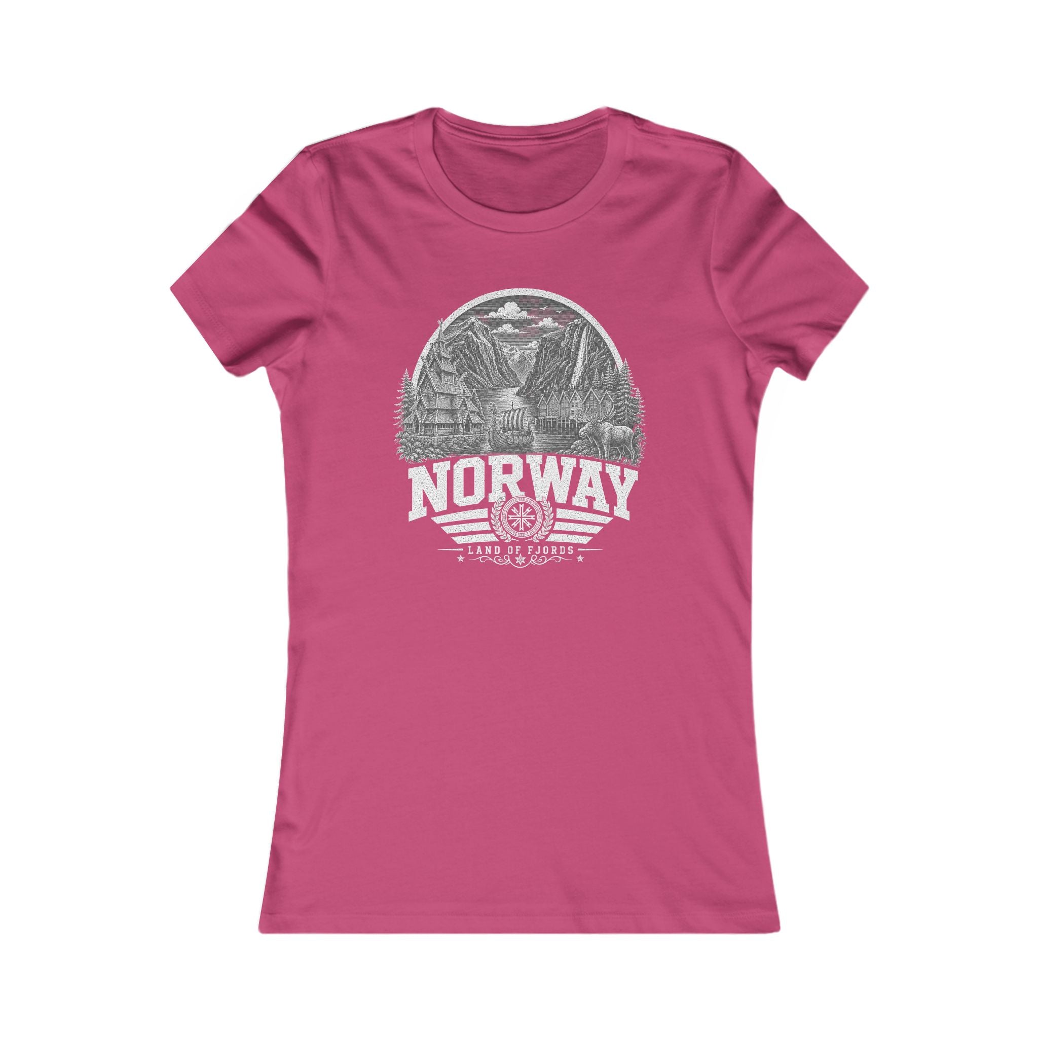 Norway vintage landmarks women's tee — iconic landmark design | Nameshi Destinations (view 16)