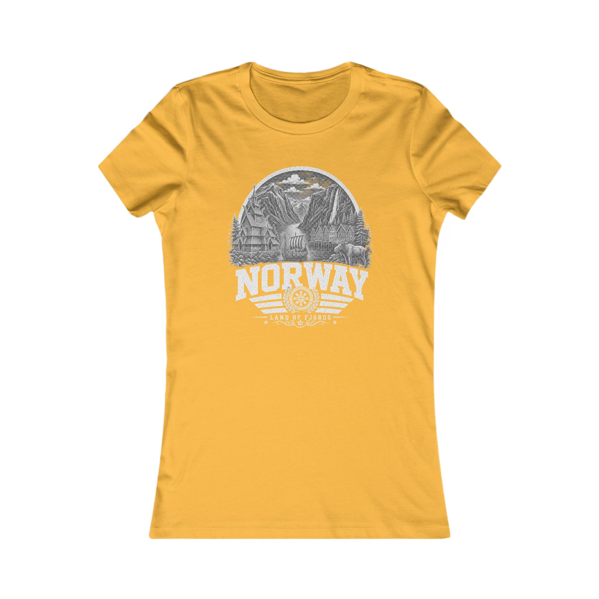 Norway vintage landmarks women's tee — iconic landmark design | Nameshi Destinations (view 8)