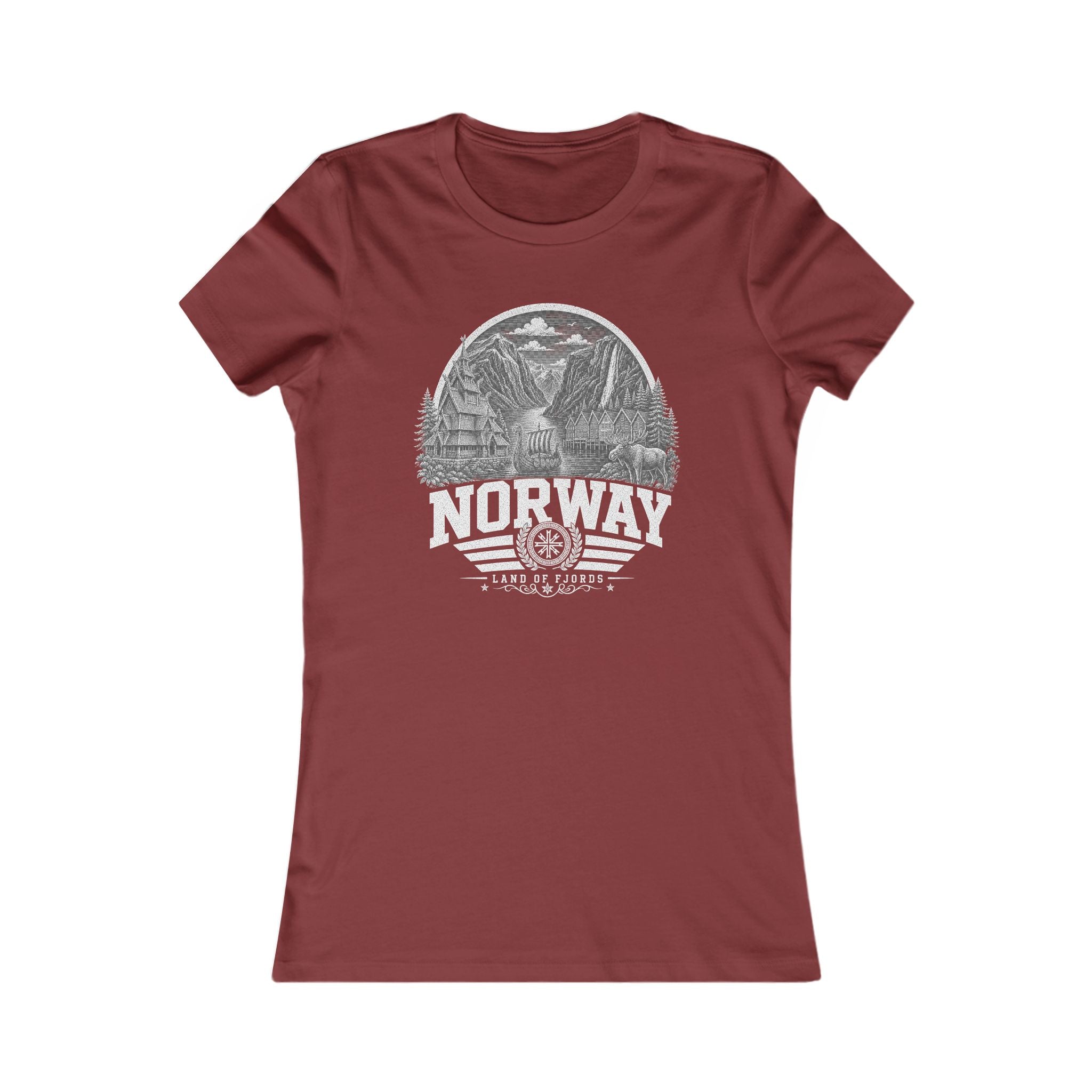 Norway vintage landmarks women's tee — iconic landmark design | Nameshi Destinations (view 15)