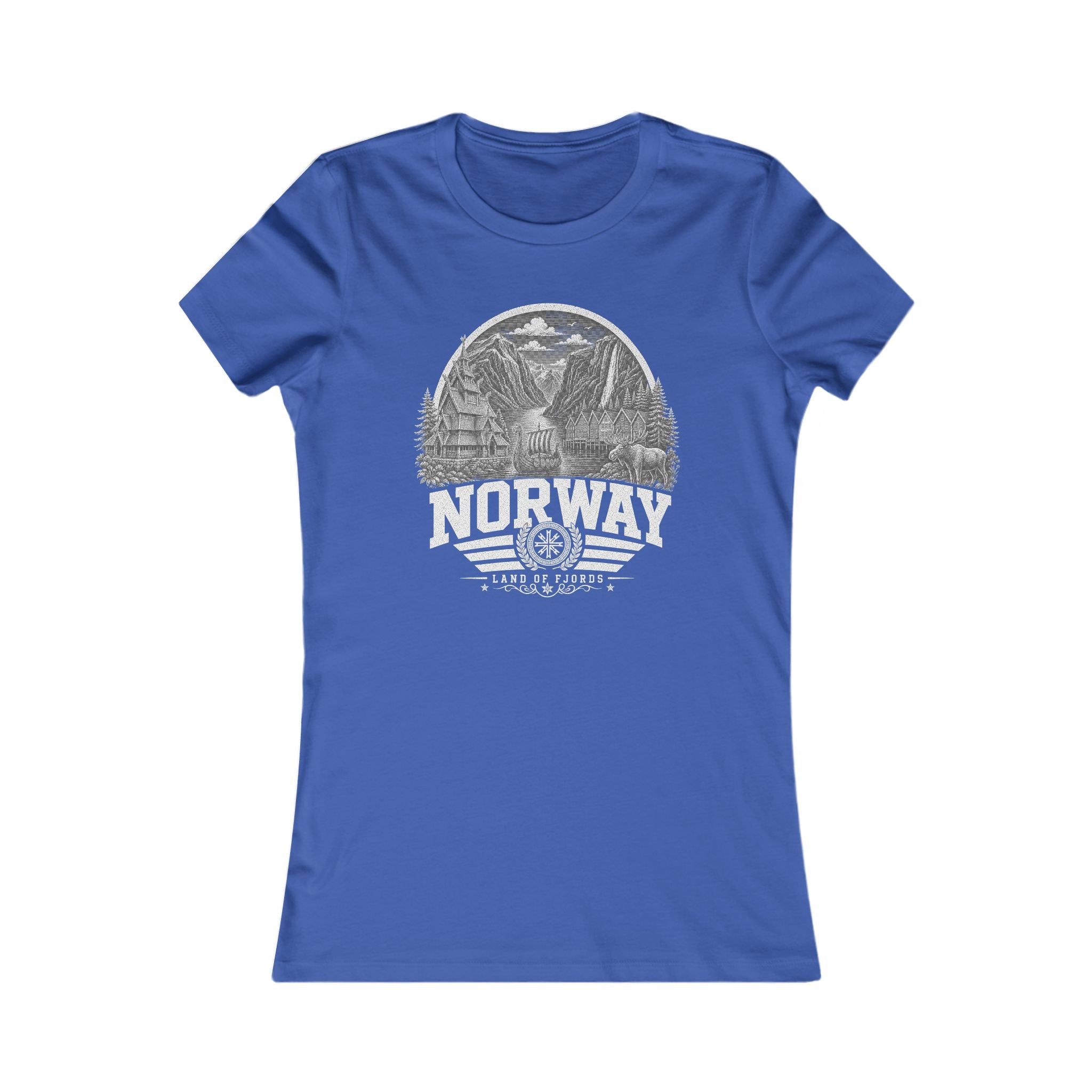 Norway vintage landmarks women's tee — iconic landmark design | Nameshi Destinations (view 3)