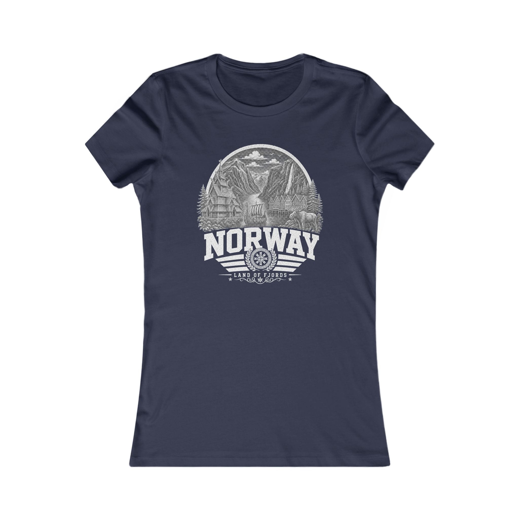 Norway vintage landmarks women's tee — iconic landmark design | Nameshi Destinations (view 5)