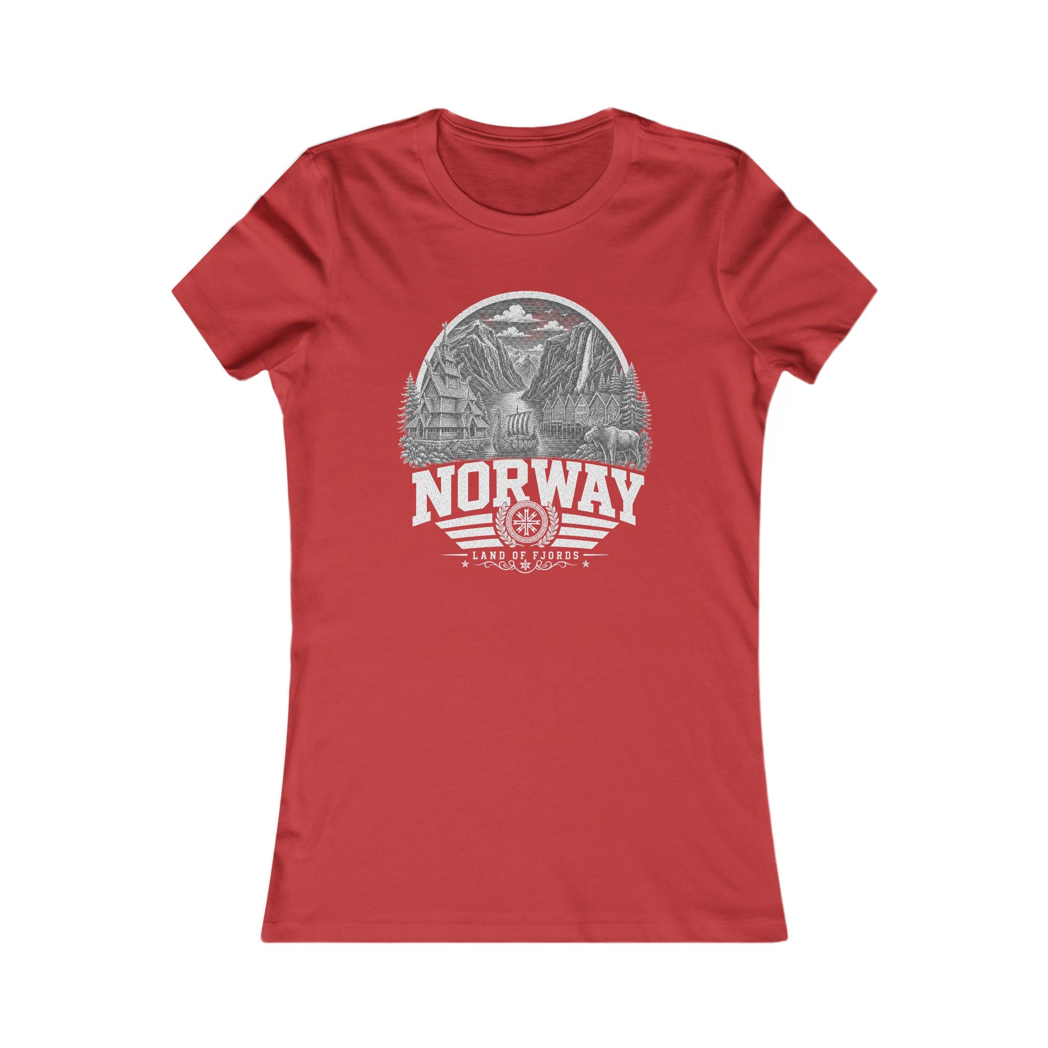 Norway vintage landmarks women's tee — iconic landmark design | Nameshi Destinations (view 9)