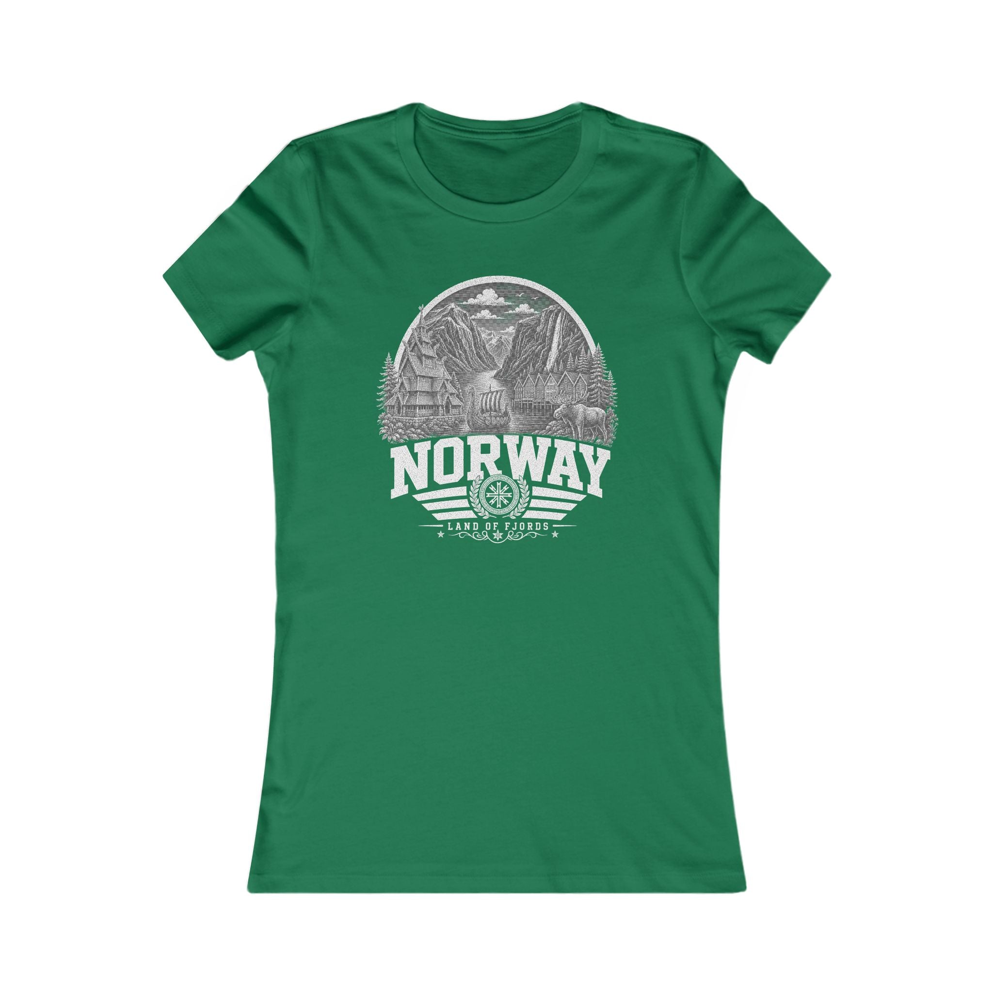 Norway vintage landmarks women's tee — iconic landmark design | Nameshi Destinations (view 2)