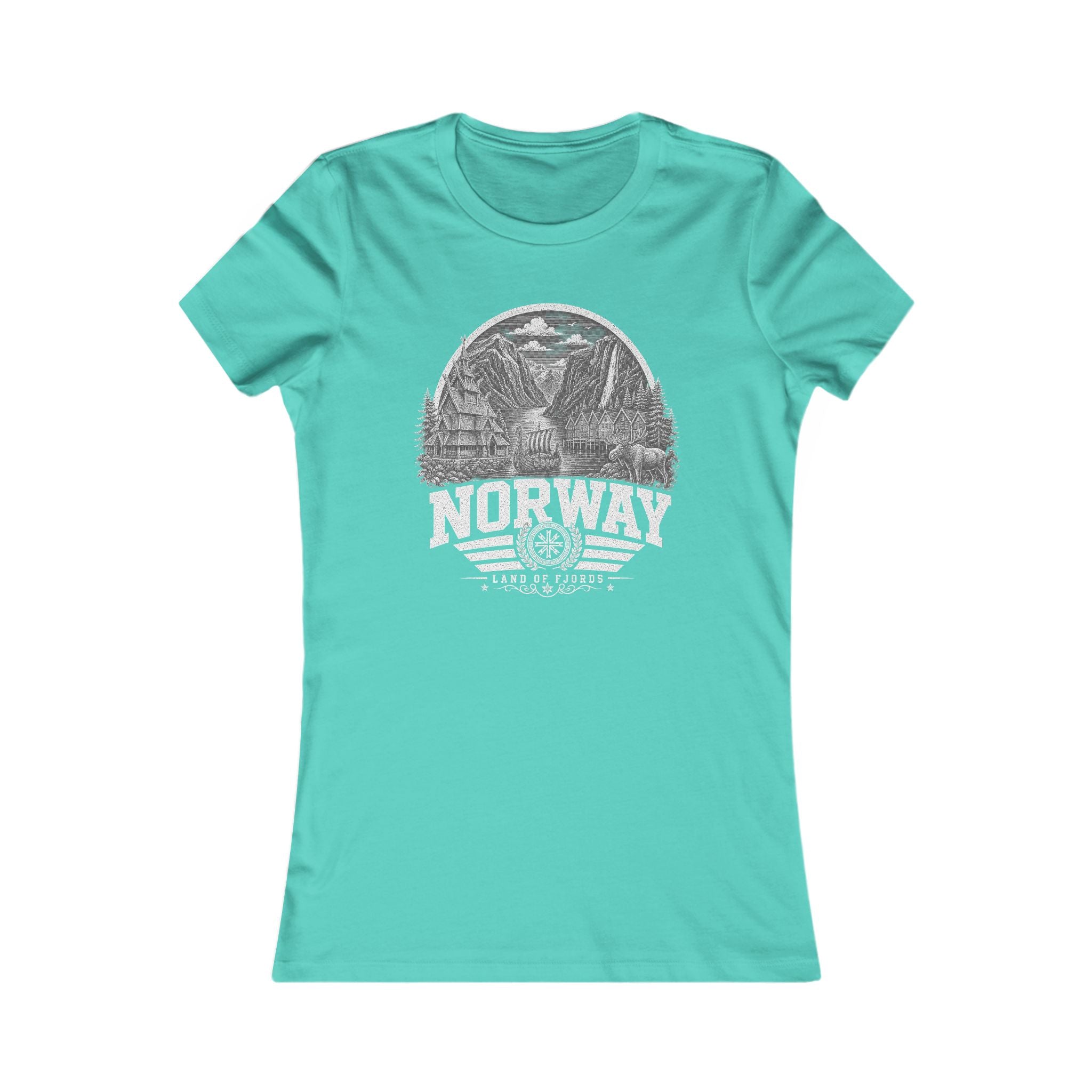 Norway vintage landmarks women's tee — iconic landmark design | Nameshi Destinations (view 14)