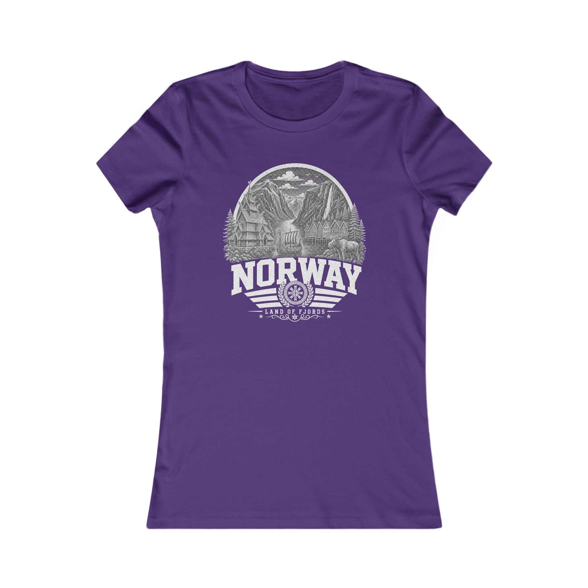 Norway vintage landmarks women's tee — iconic landmark design | Nameshi Destinations (view 6)