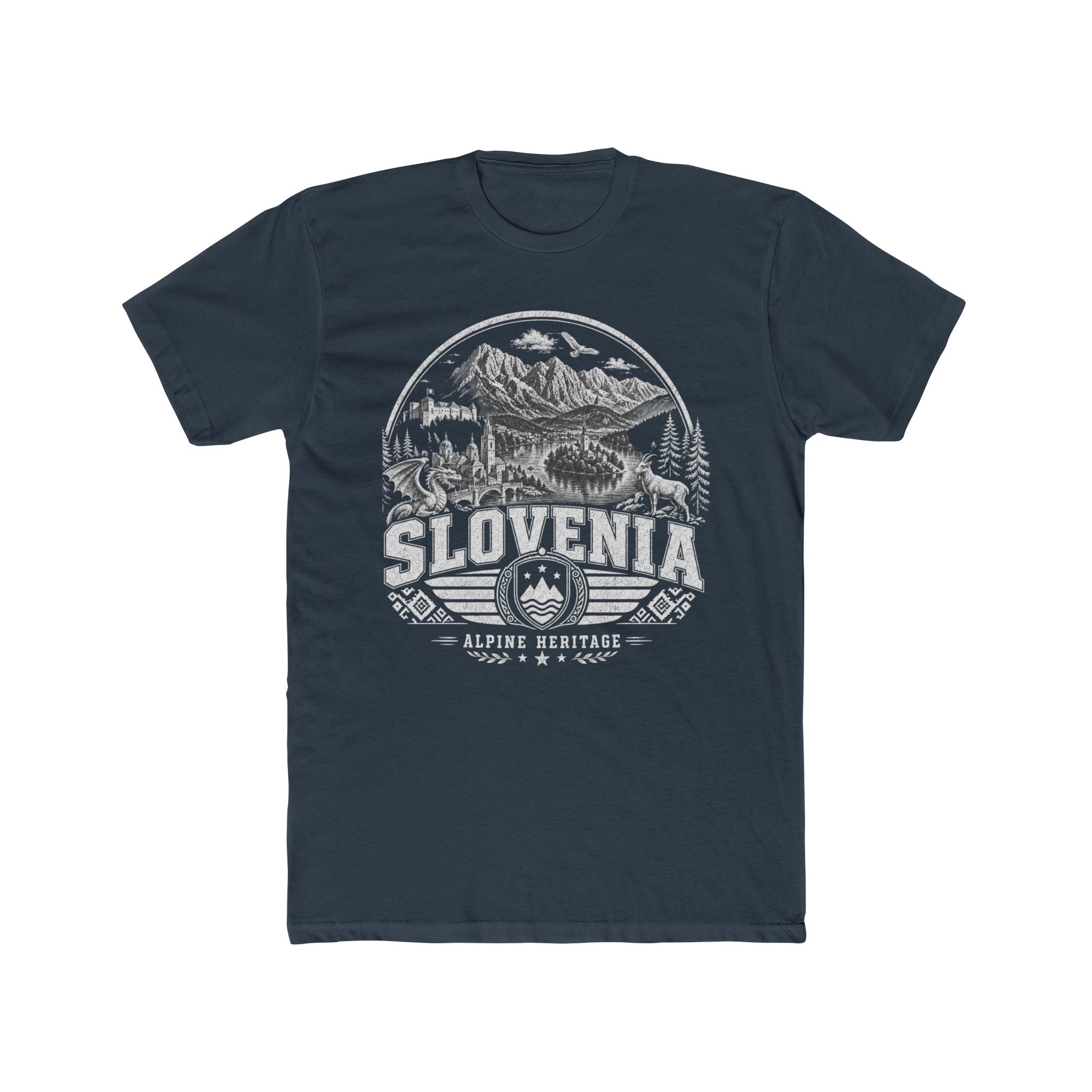 Slovenia vintage landmarks men's tee — iconic landmark design | Nameshi Destinations (view 8)