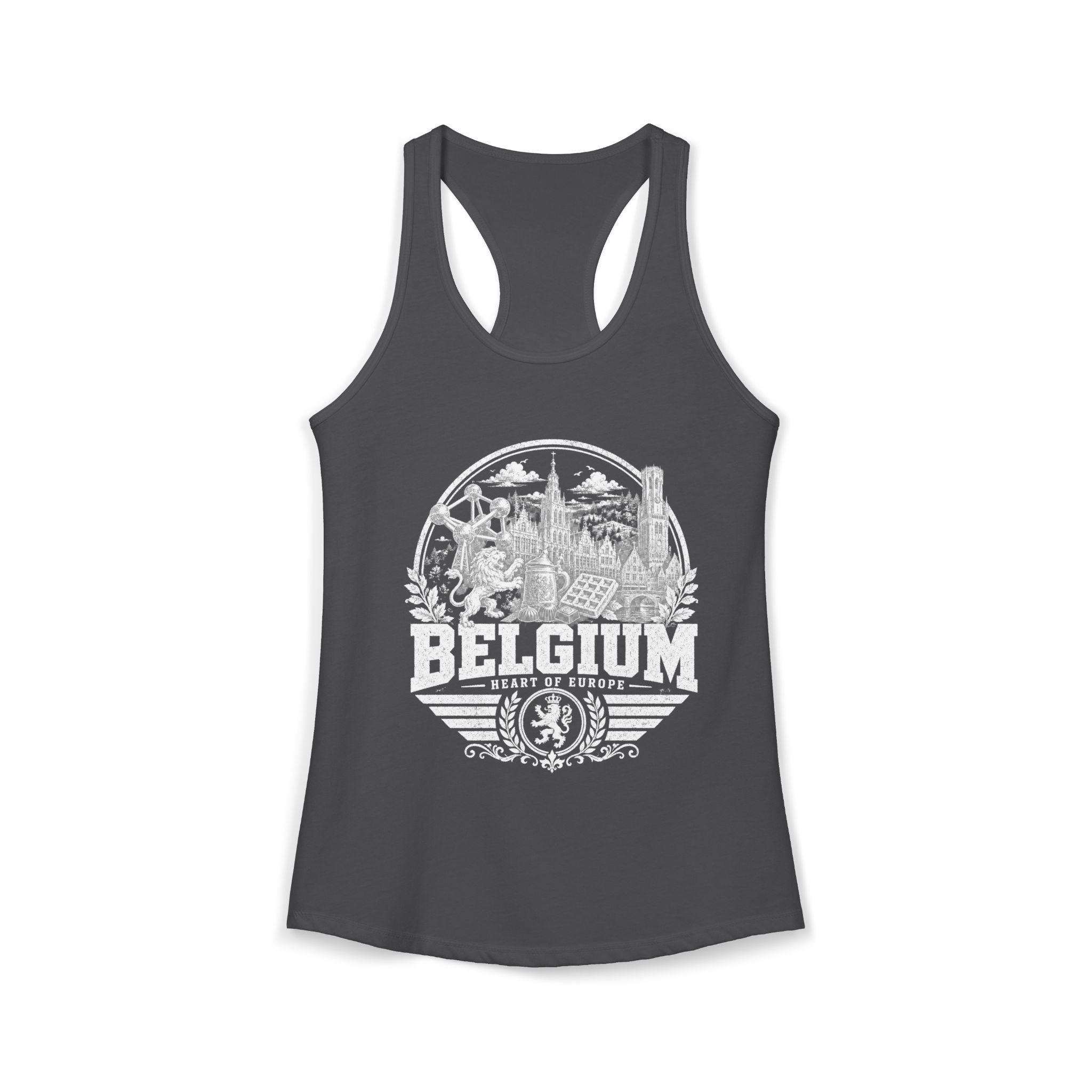 Belgium vintage landmarks tank top — iconic landmark design | Nameshi Destinations (view 12)