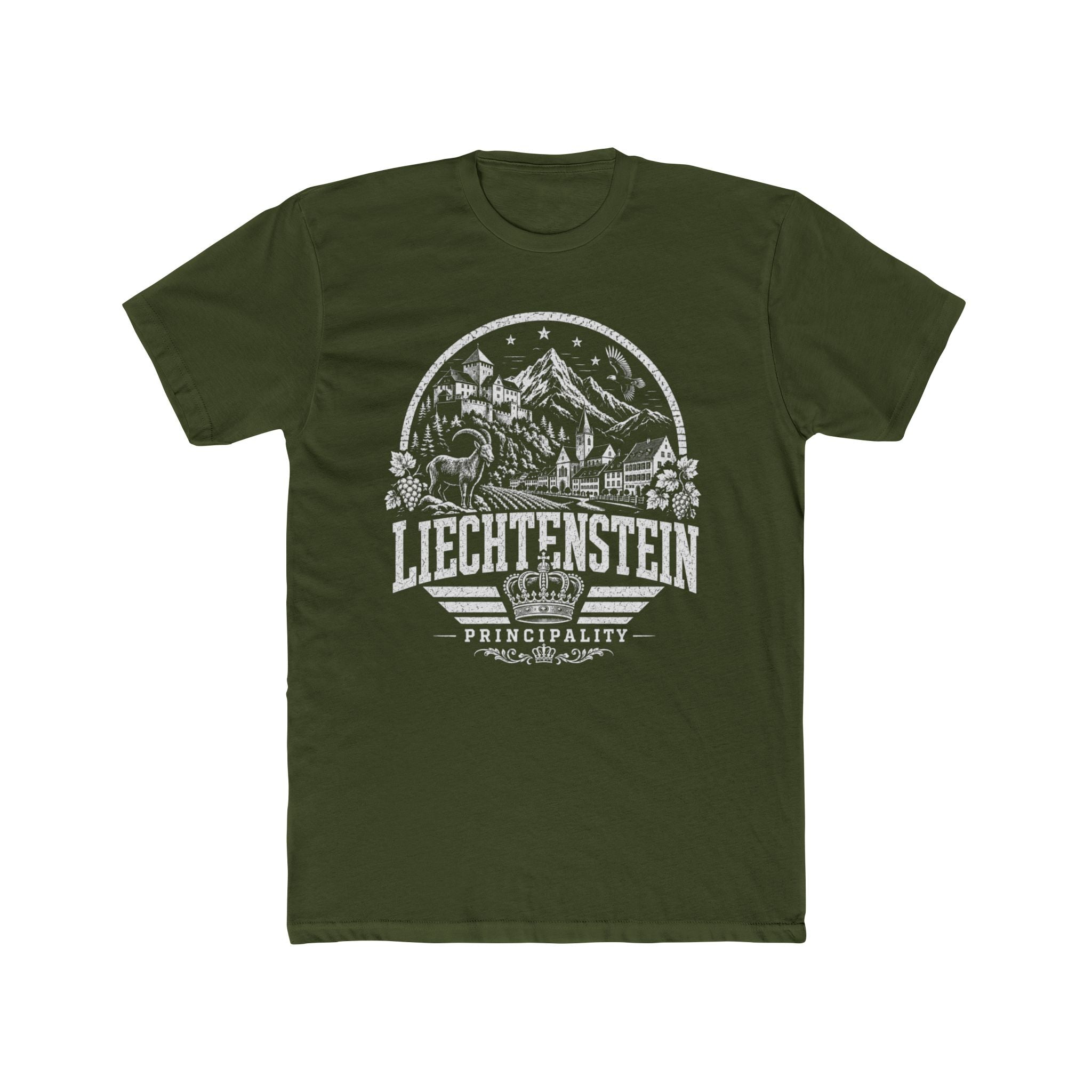 Liechtenstein vintage landmarks men's tee — iconic landmark design | Nameshi Destinations (view 4)