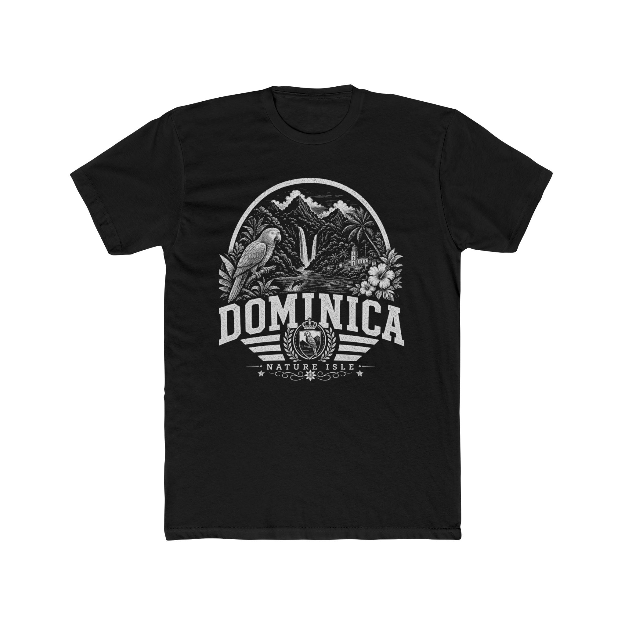 Dominica vintage landmarks men's tee — iconic landmark design | Nameshi Destinations (view 2)