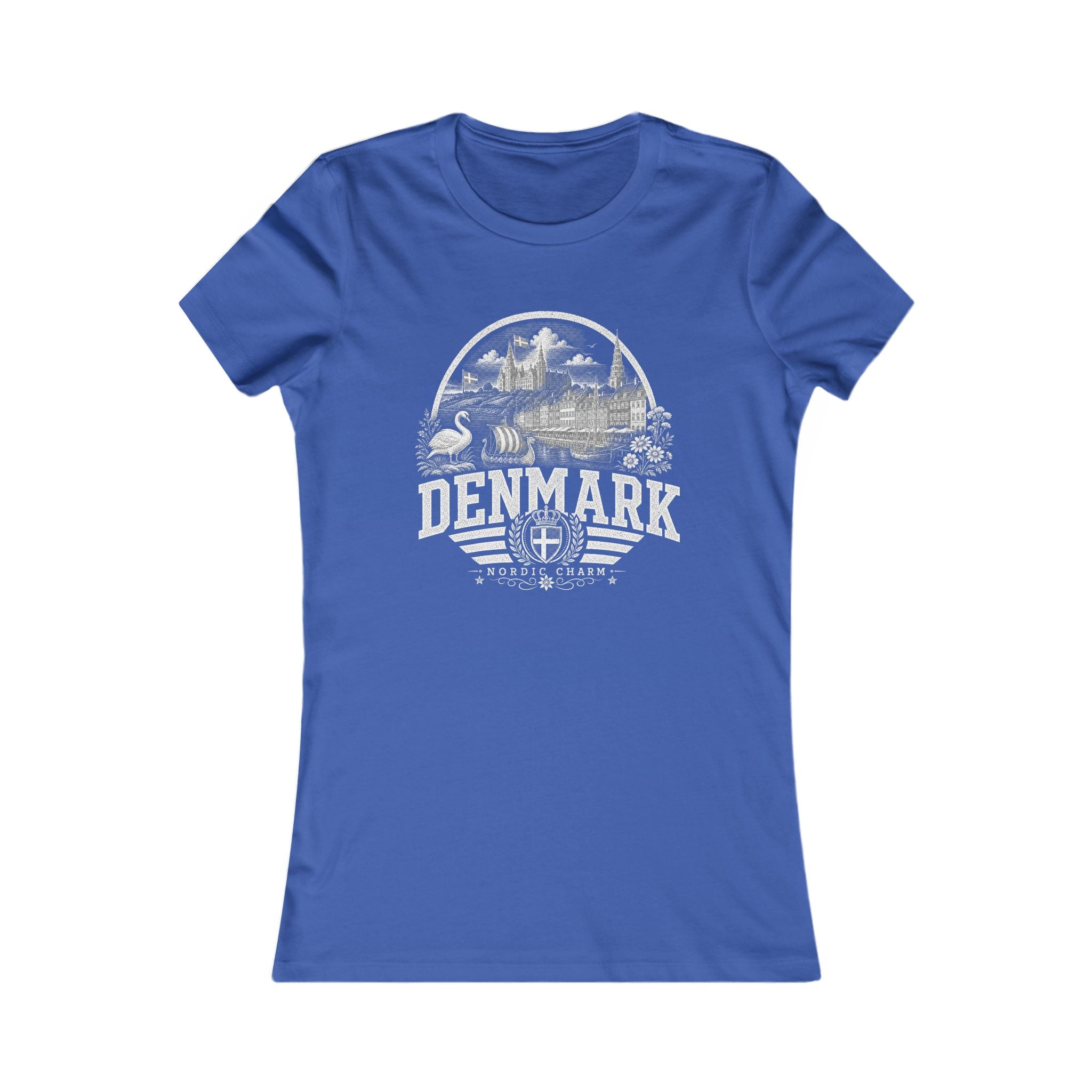 Denmark vintage landmarks women's tee — iconic landmark design | Nameshi Destinations (view 3)