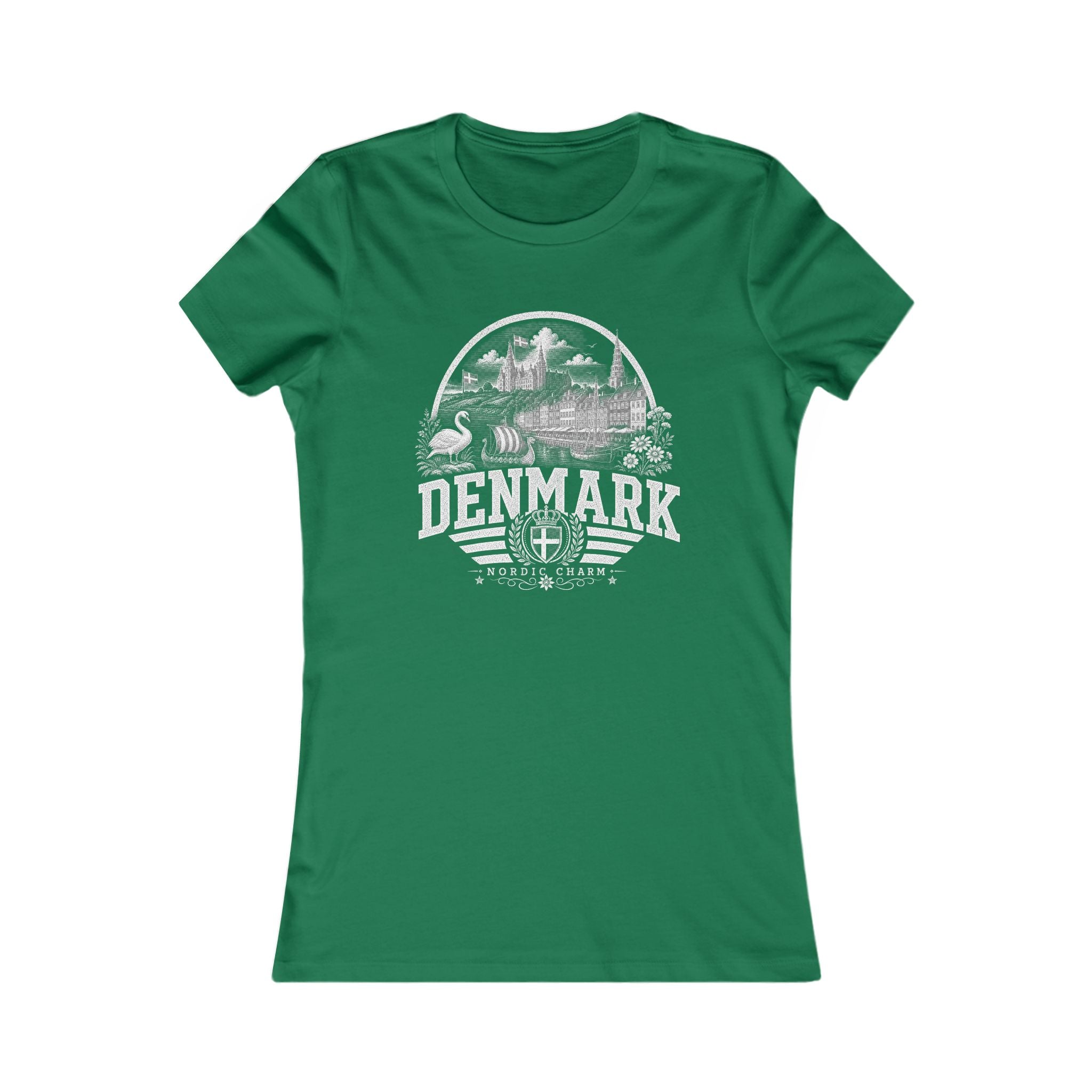 Denmark vintage landmarks women's tee — iconic landmark design | Nameshi Destinations (view 2)