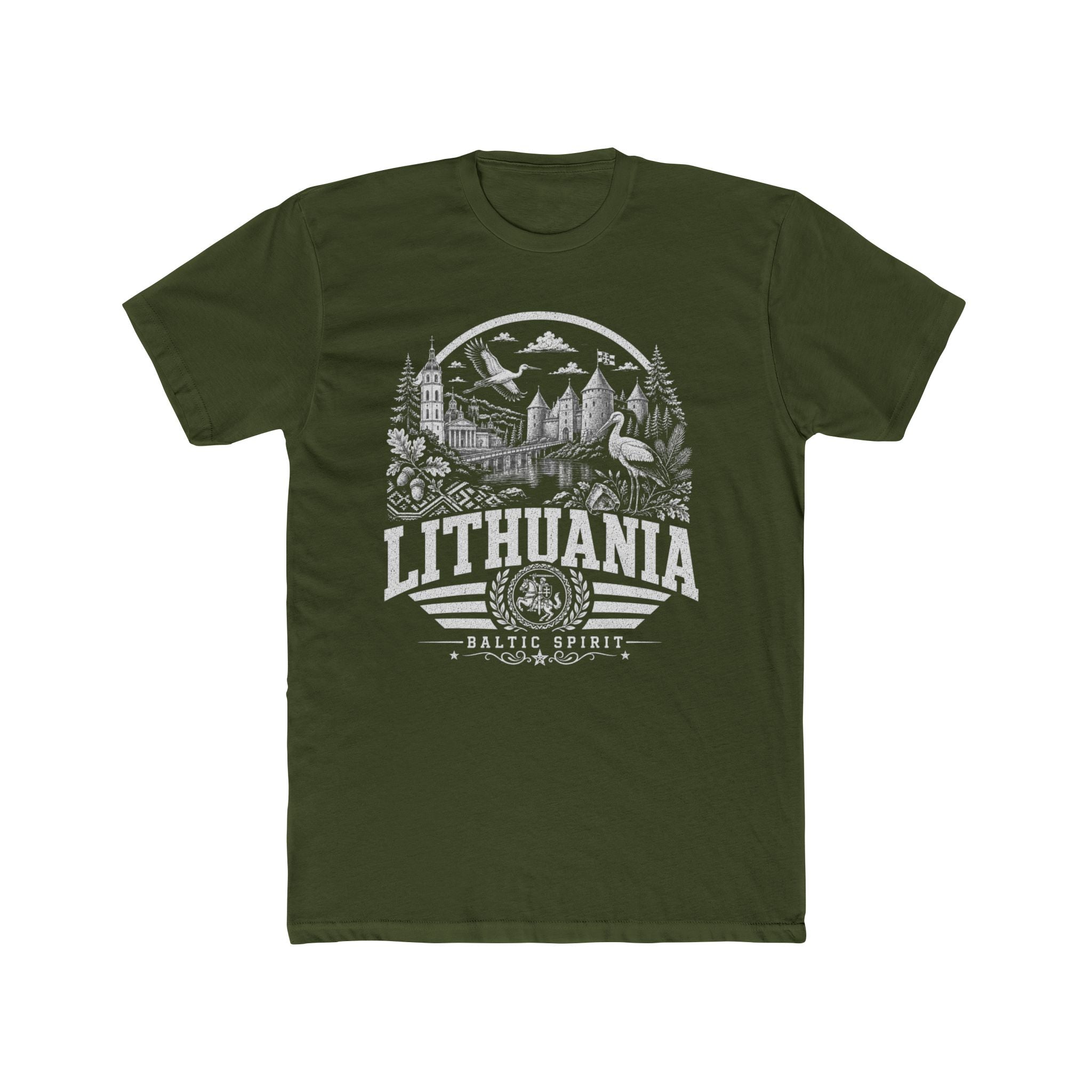 Lithuania vintage landmarks men's tee — iconic landmark design | Nameshi Destinations (view 4)