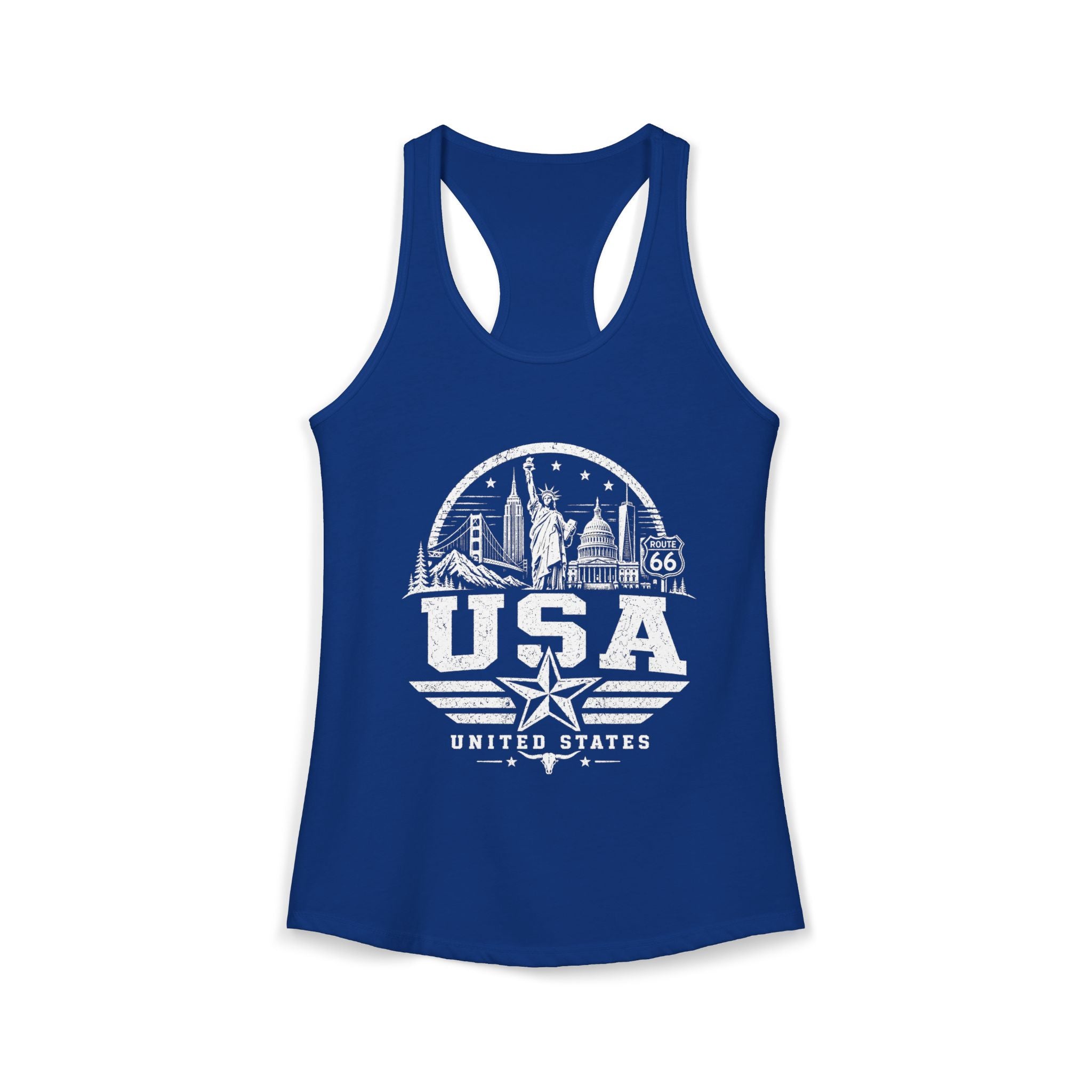 USA vintage landmarks tank top — iconic landmark design | Nameshi Destinations (view 8)