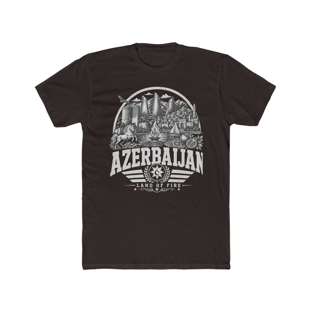 Azerbaijan vintage landmarks men's tee — iconic landmark design | Nameshi Destinations (view 1)