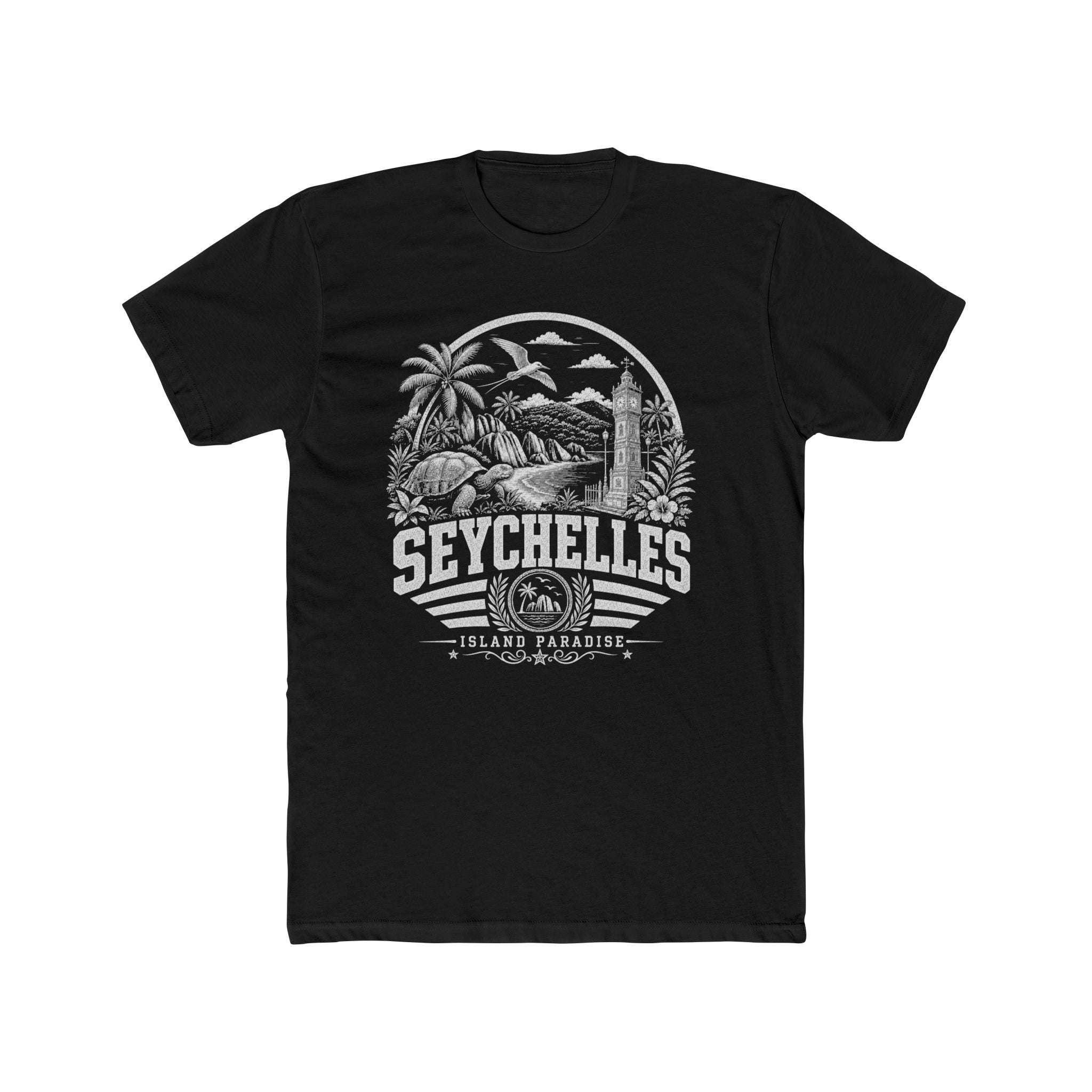 Camiseta Masculina Paraíso da Ilha de Seychelles
