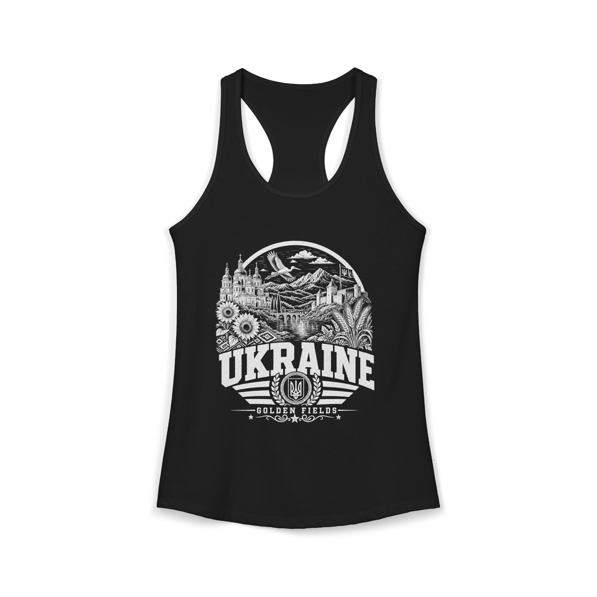 Ukraine vintage landmarks tank top — iconic landmark design | Nameshi Destinations (view 2)