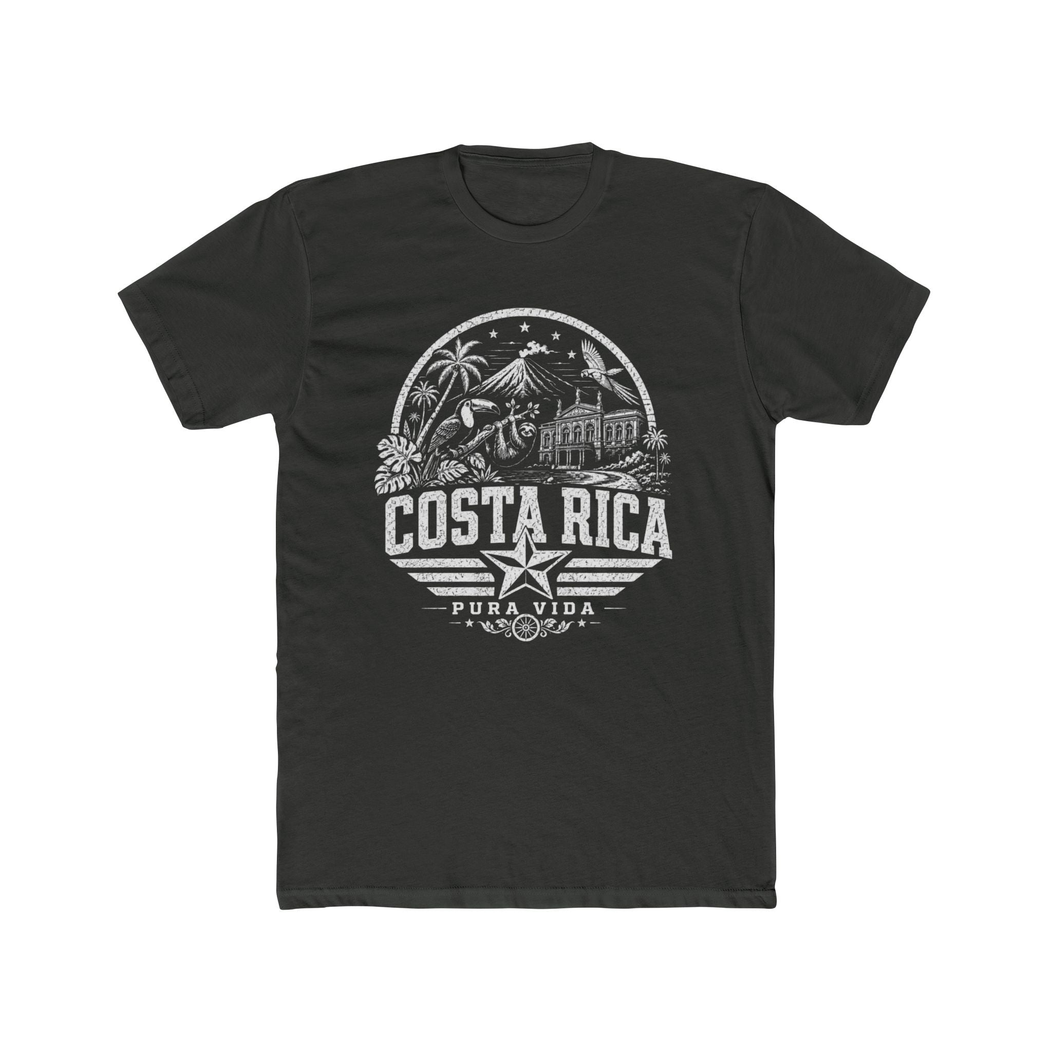 Costa Rica vintage landmarks men's tee — iconic landmark design | Nameshi Destinations (view 5)