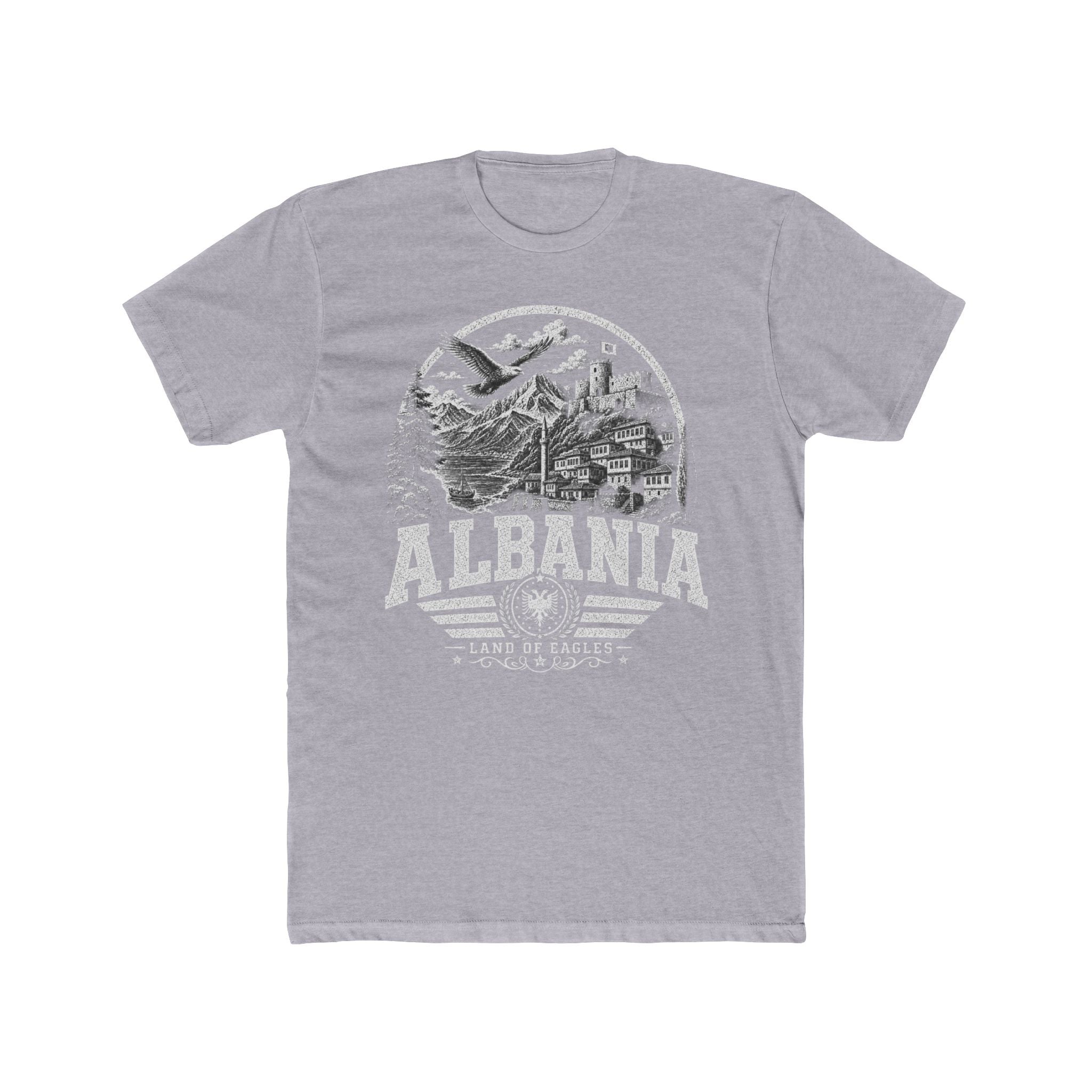 Albania vintage landmarks men's tee — iconic landmark design | Nameshi Destinations (view 3)