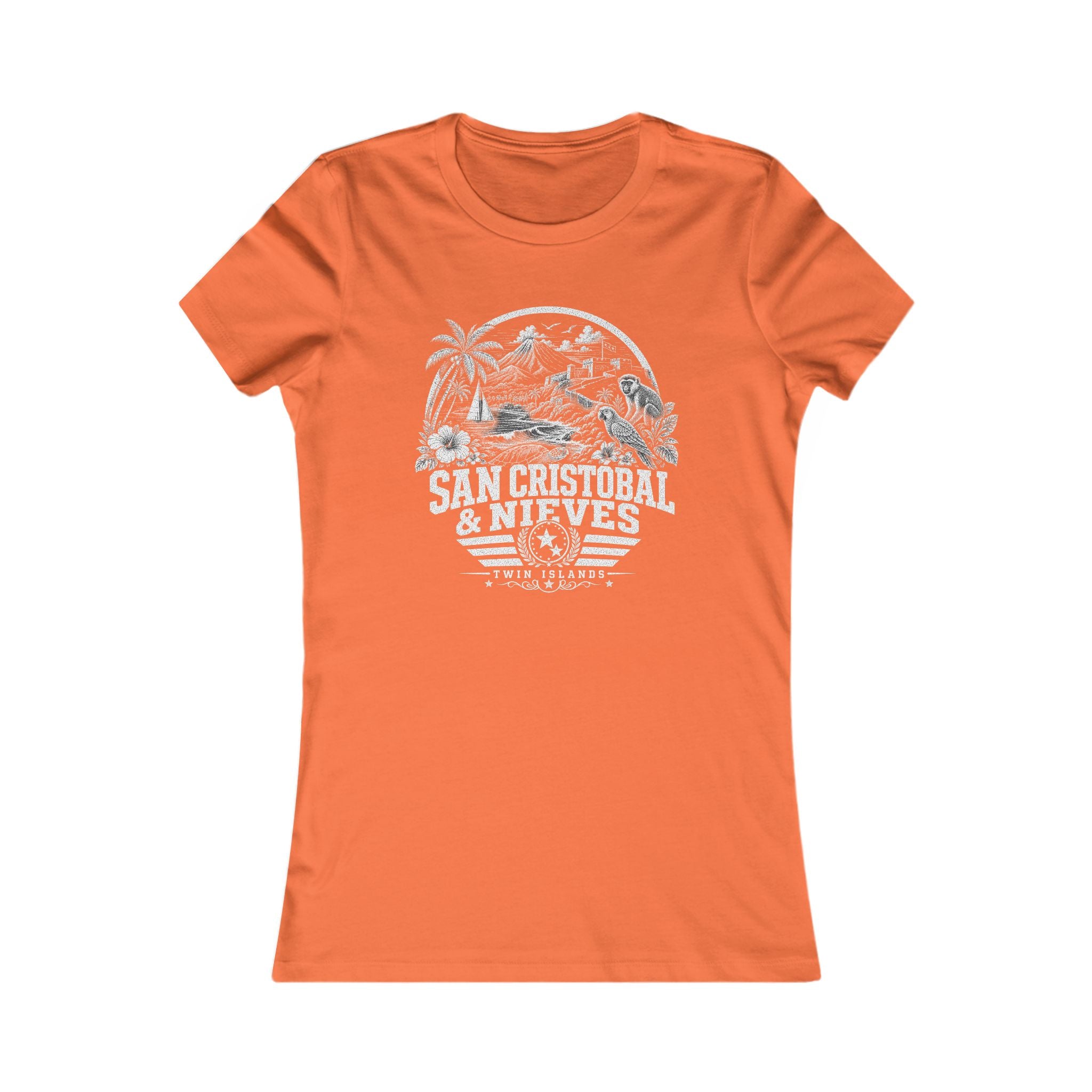San Cristóbal y Nieves vintage landmarks women's tee — iconic landmark design | Nameshi Destinations (view 1)