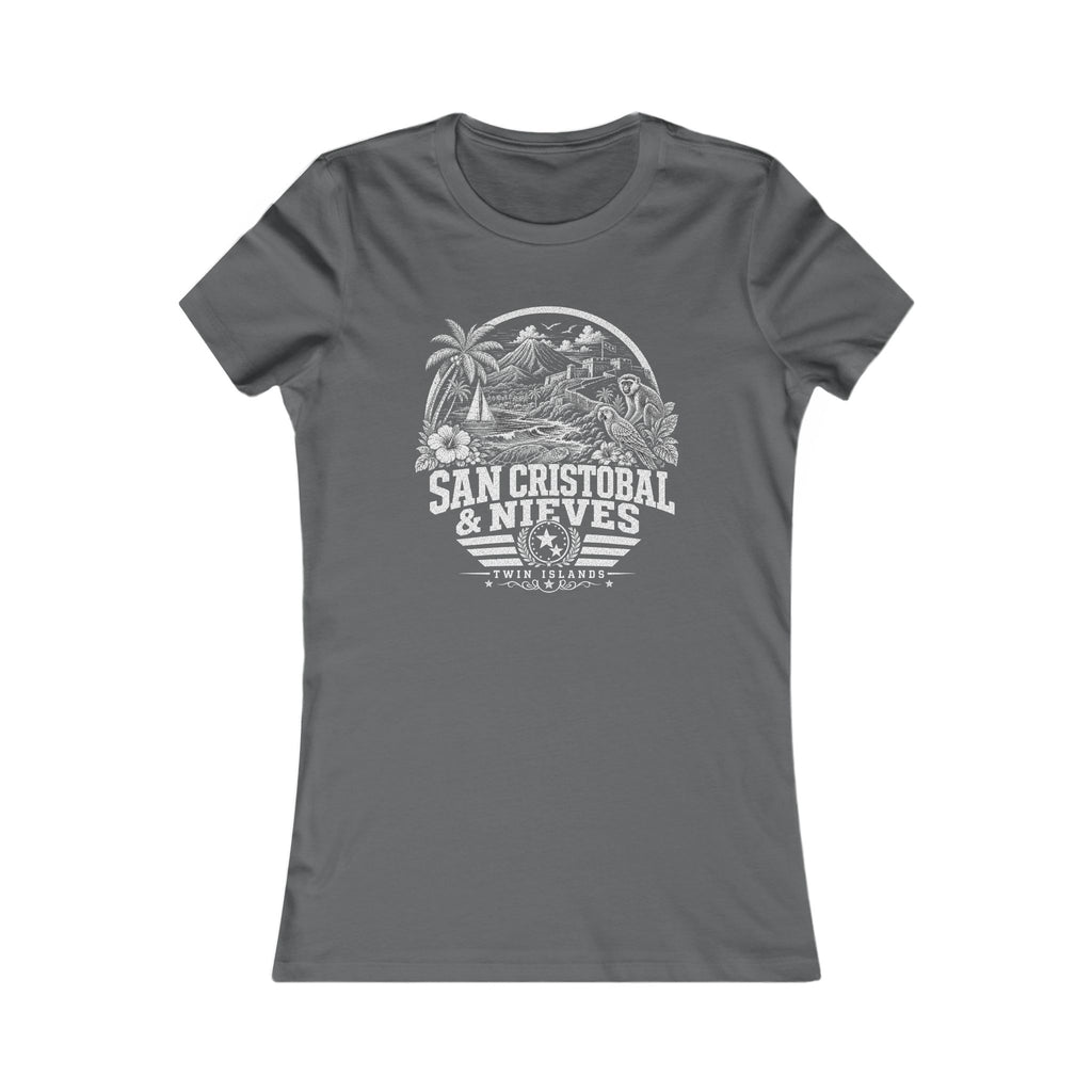 San Cristóbal y Nieves vintage landmarks women's tee — iconic landmark design | Nameshi Destinations (view 8)