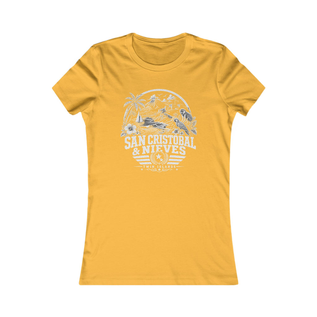 San Cristóbal y Nieves vintage landmarks women's tee — iconic landmark design | Nameshi Destinations (view 3)