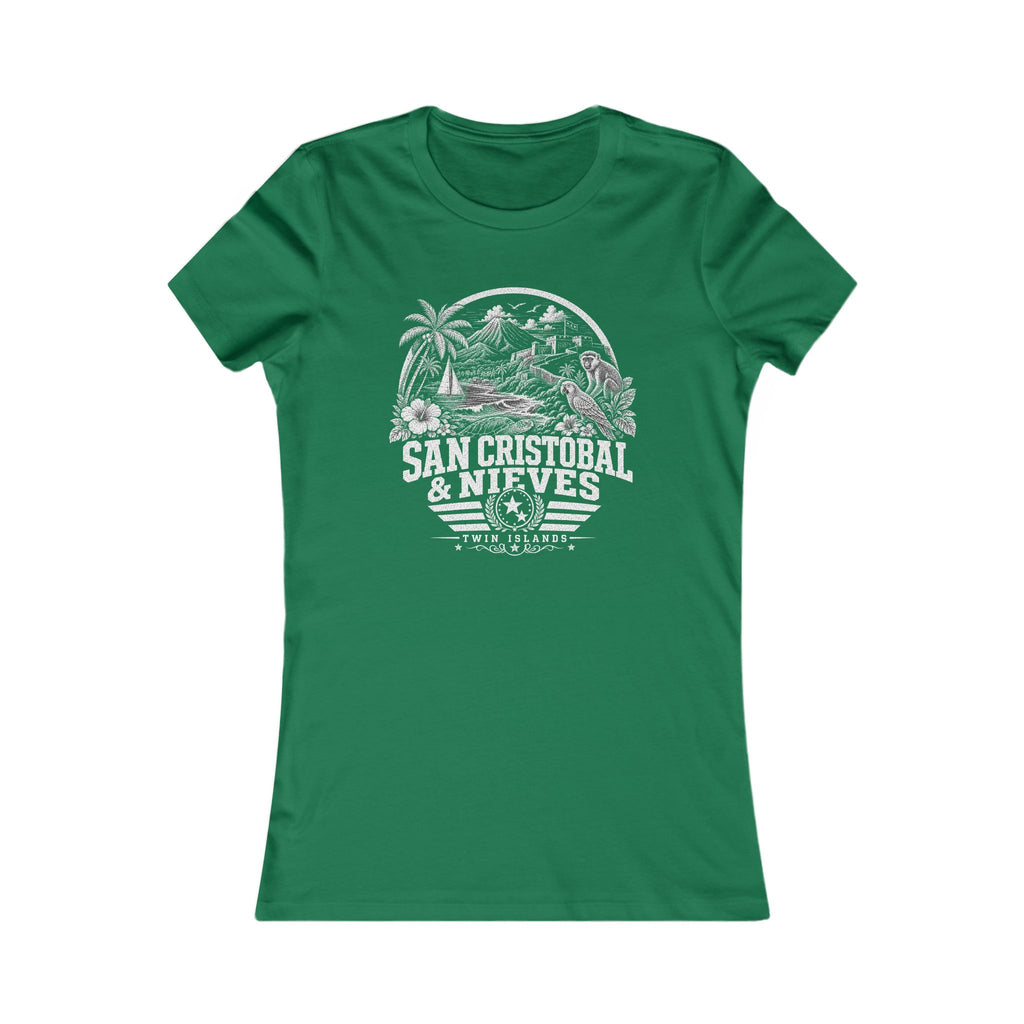 San Cristóbal y Nieves vintage landmarks women's tee — iconic landmark design | Nameshi Destinations (view 5)
