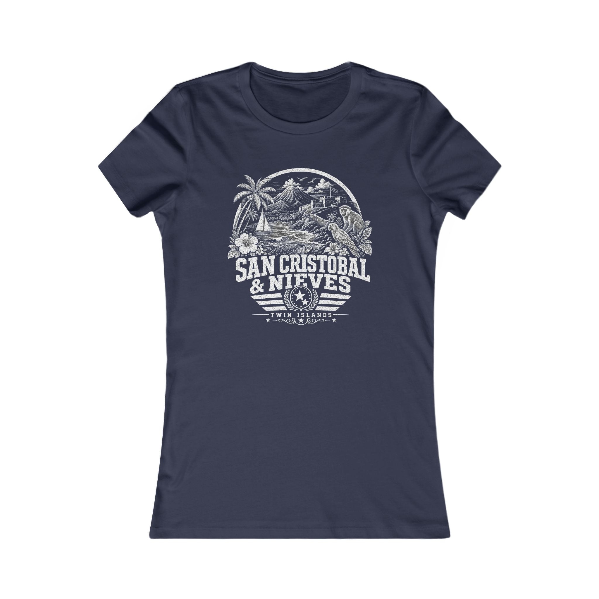 San Cristóbal y Nieves vintage landmarks women's tee — iconic landmark design | Nameshi Destinations (view 10)