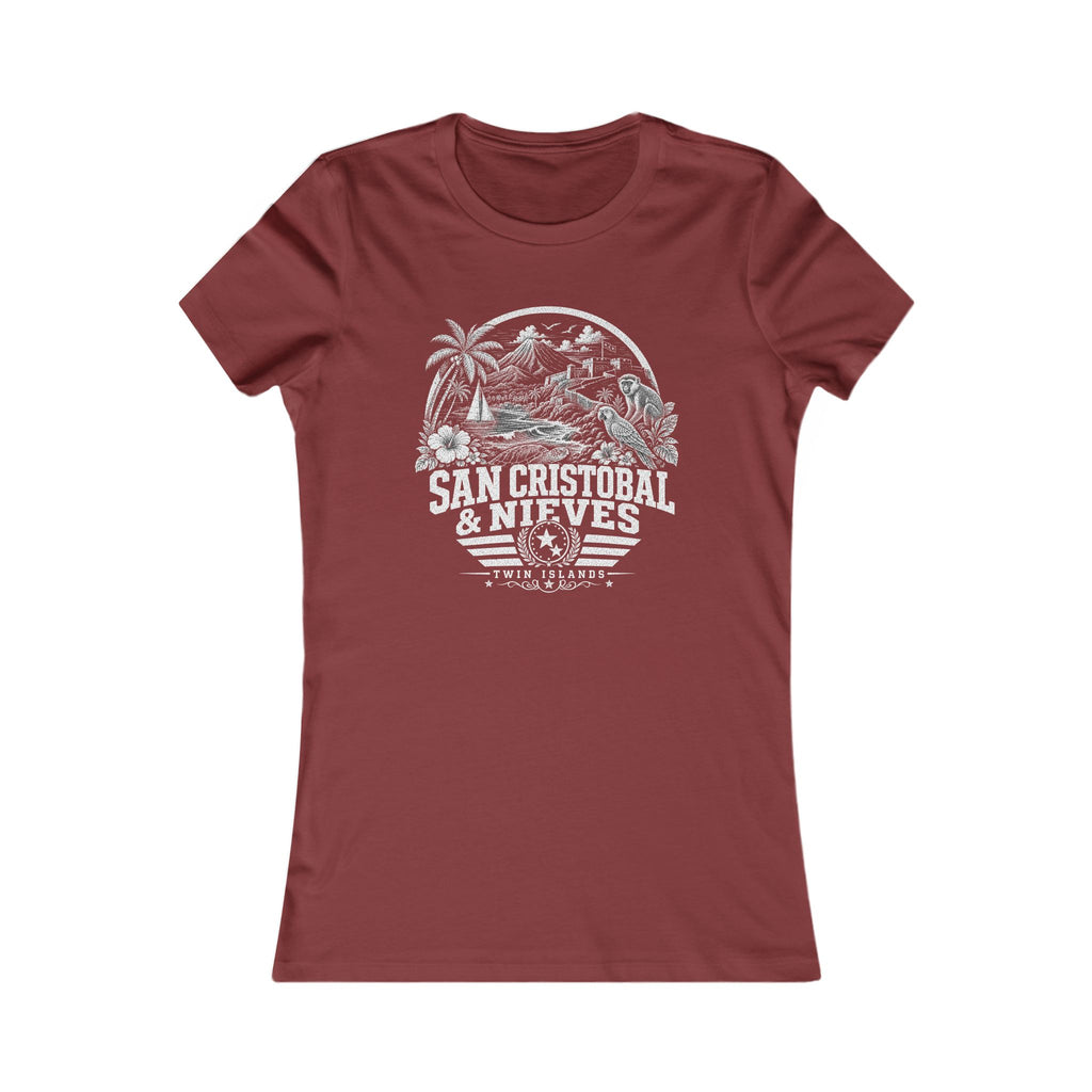 San Cristóbal y Nieves vintage landmarks women's tee — iconic landmark design | Nameshi Destinations (view 15)