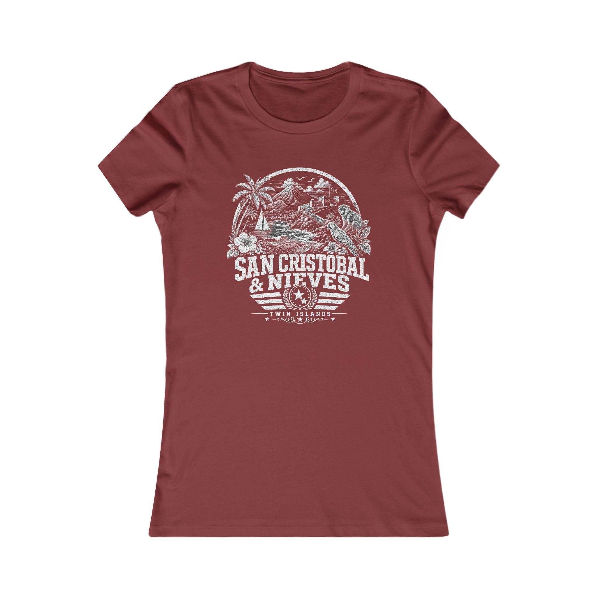 San Cristóbal y Nieves vintage landmarks women's tee — iconic landmark design | Nameshi Destinations (view 15)