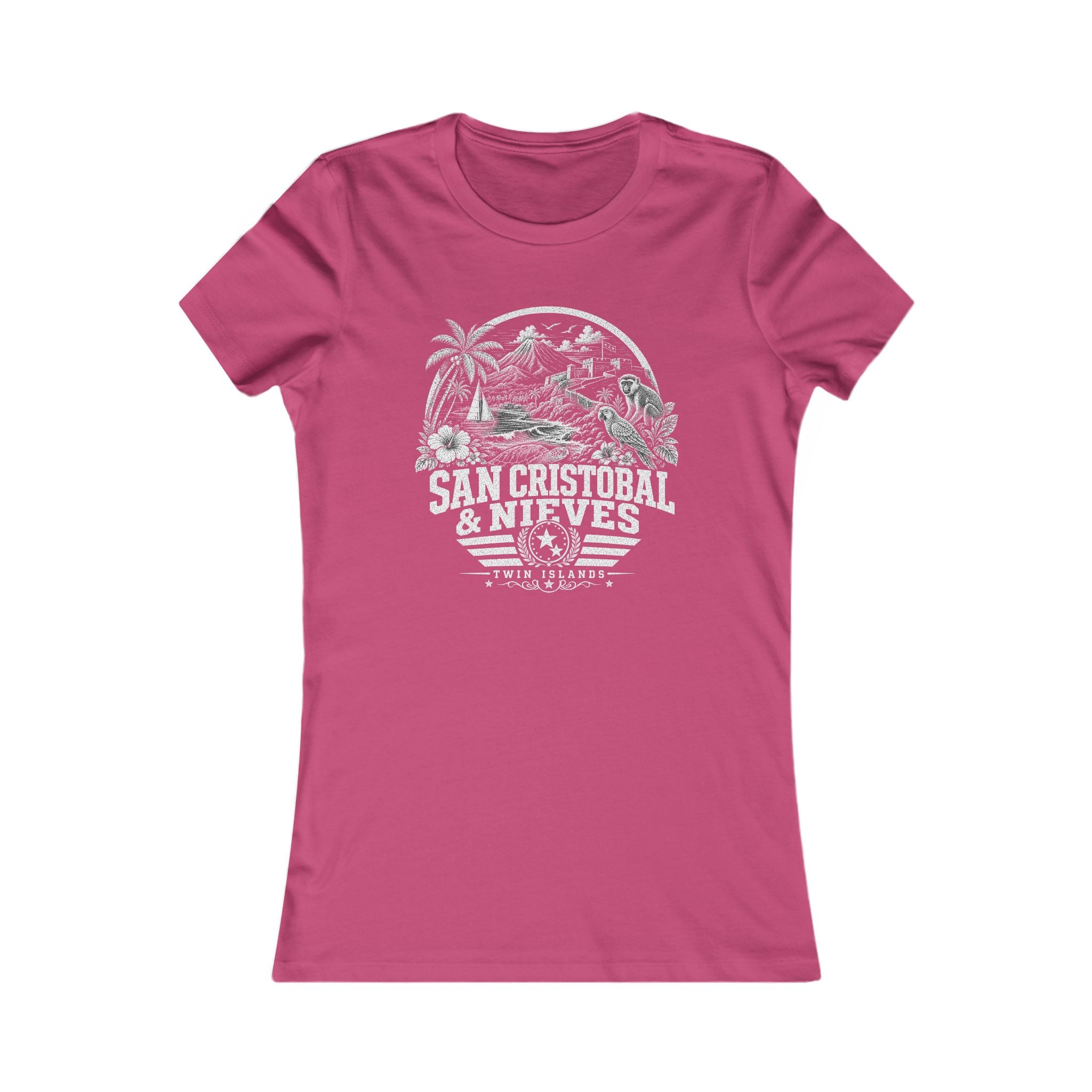 San Cristóbal y Nieves vintage landmarks women's tee — iconic landmark design | Nameshi Destinations (view 12)