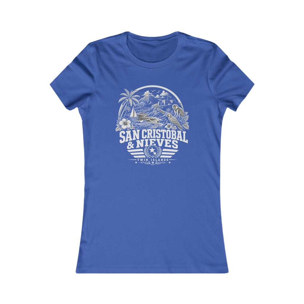 San Cristóbal y Nieves vintage landmarks women's tee — iconic landmark design | Nameshi Destinations (view 6)