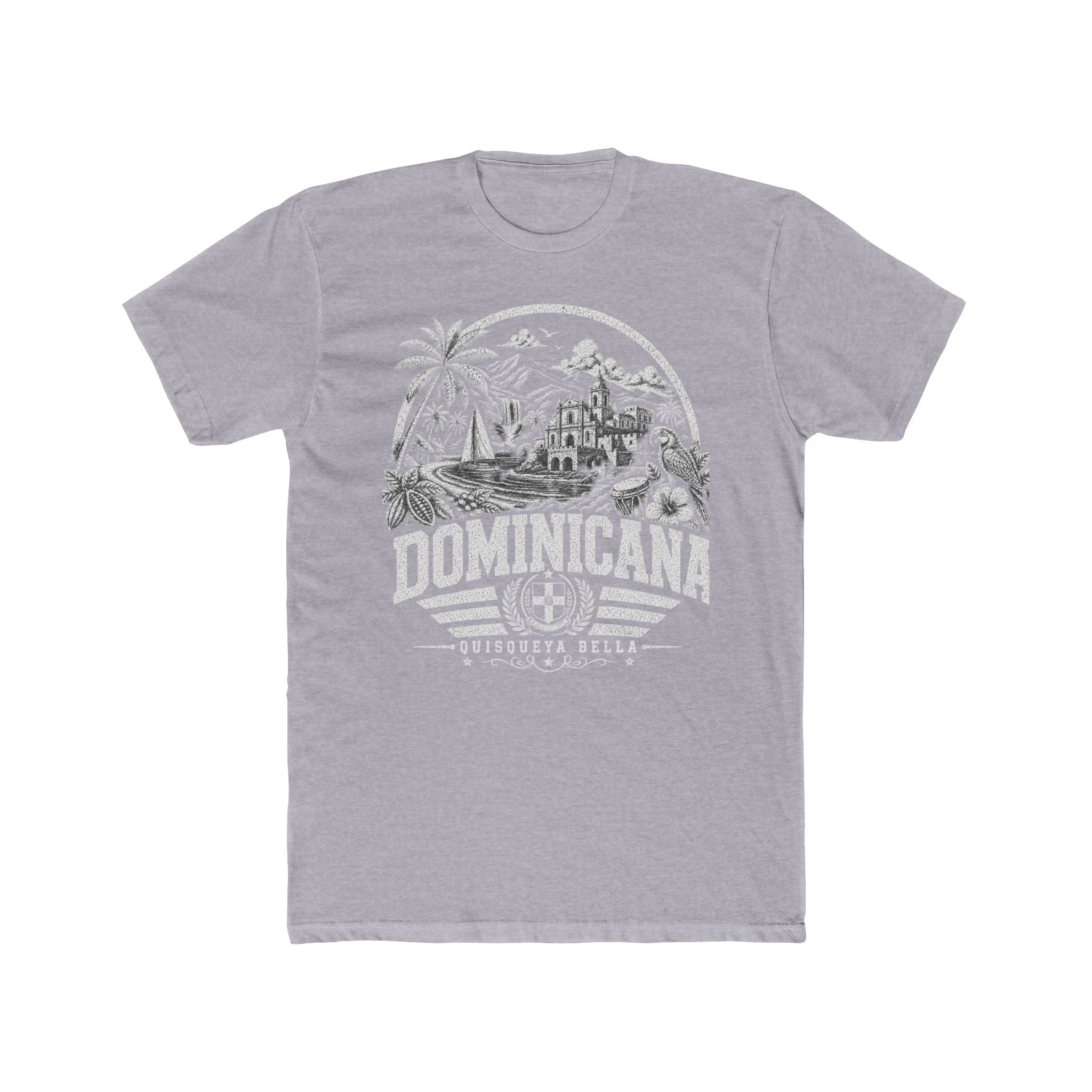 República Dominicana vintage landmarks men's tee — iconic landmark design | Nameshi Destinations (view 3)