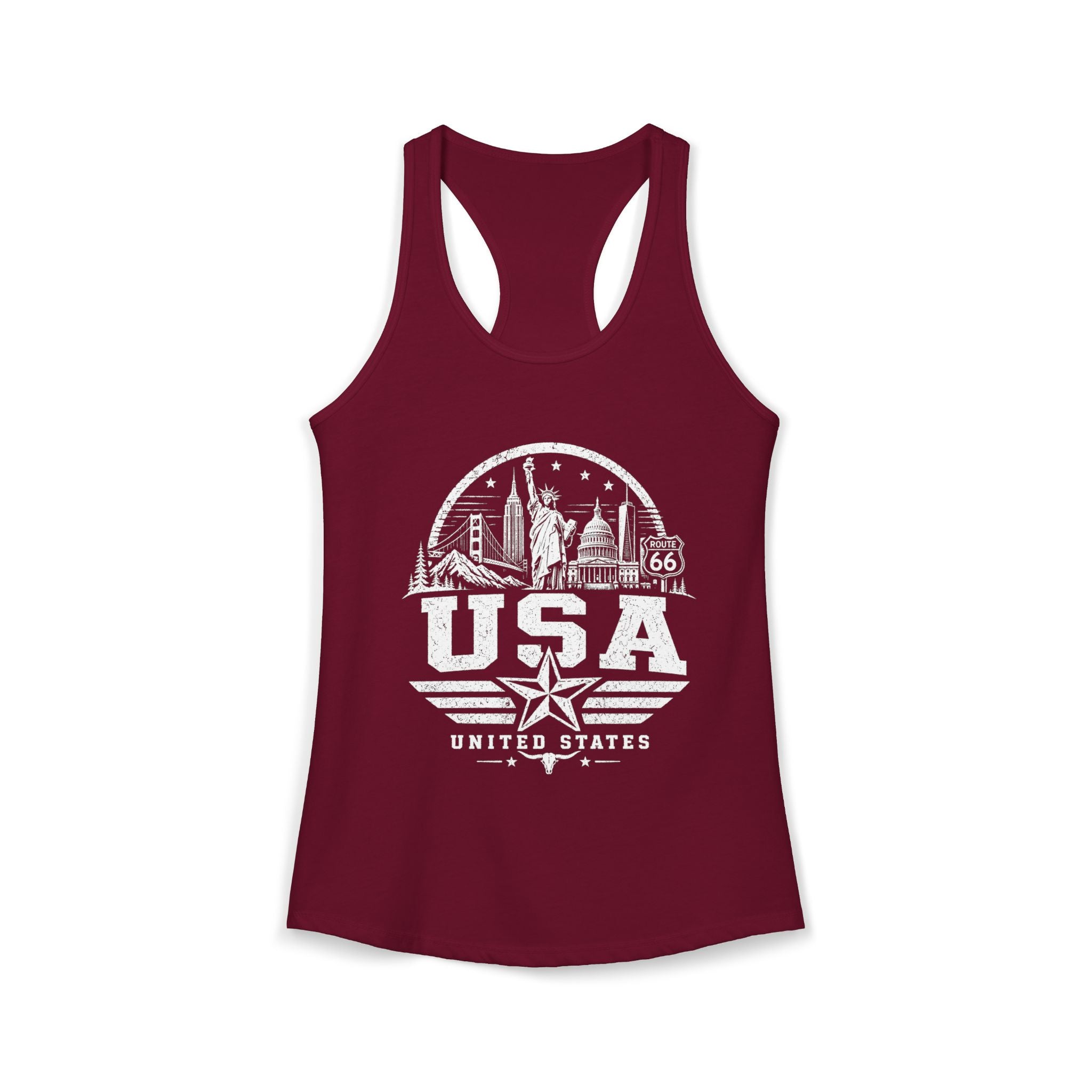 USA vintage landmarks tank top — iconic landmark design | Nameshi Destinations (view 13)