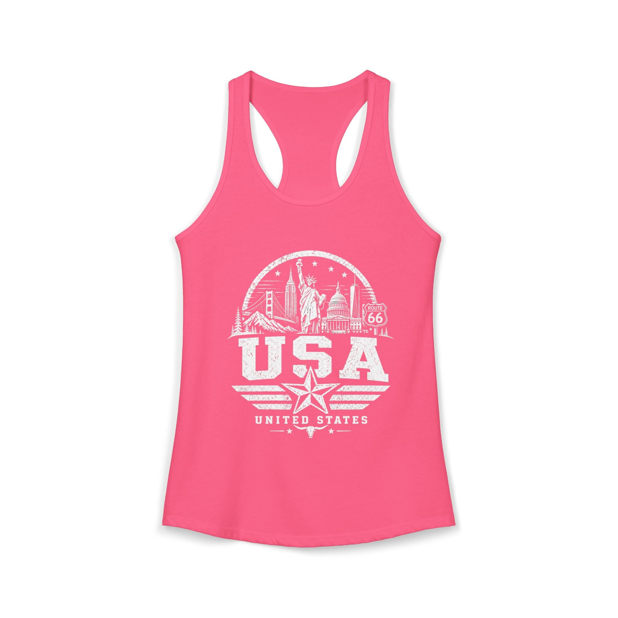 USA vintage landmarks tank top — iconic landmark design | Nameshi Destinations (view 12)