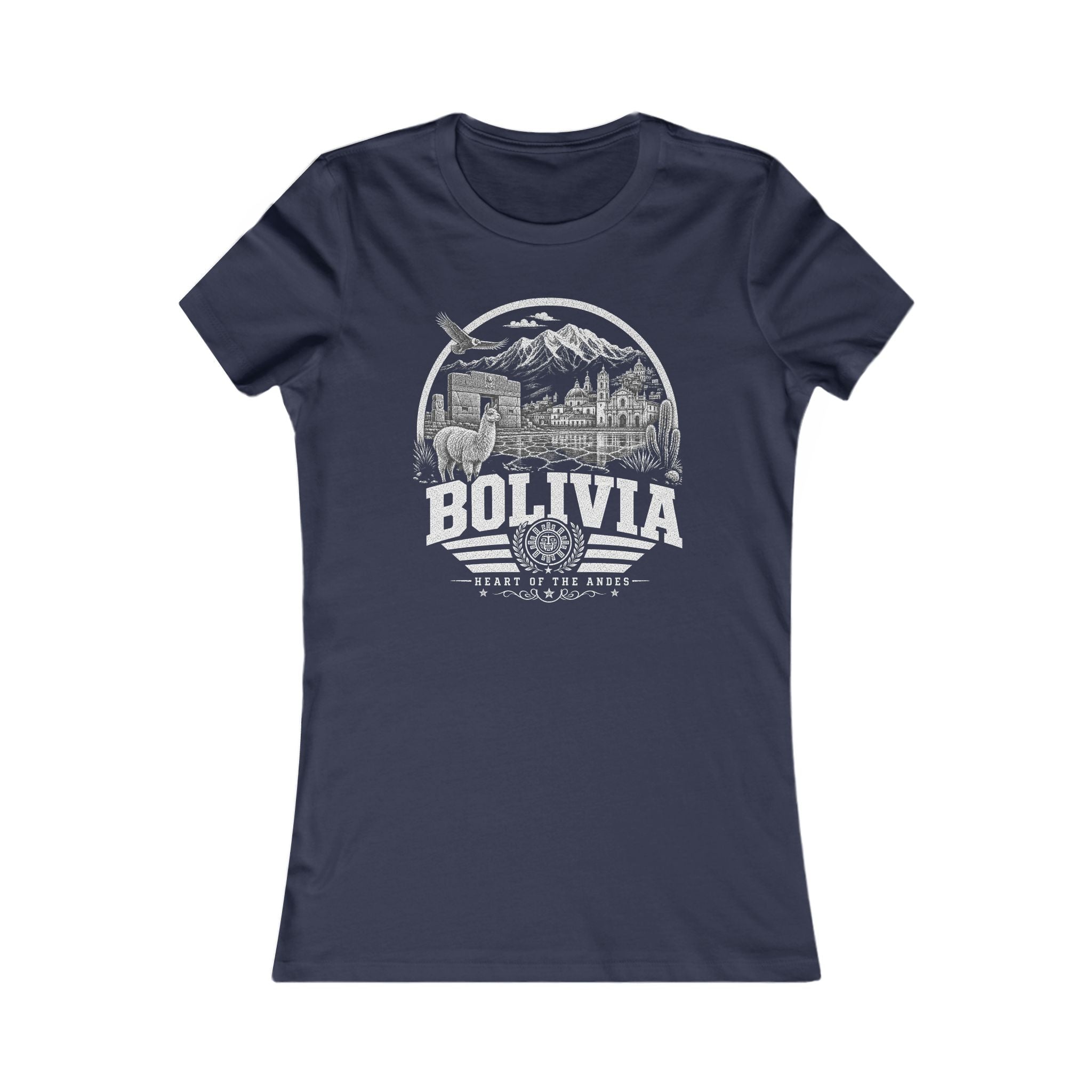 Bolivia vintage landmarks women's tee — iconic landmark design | Nameshi Destinations (view 5)