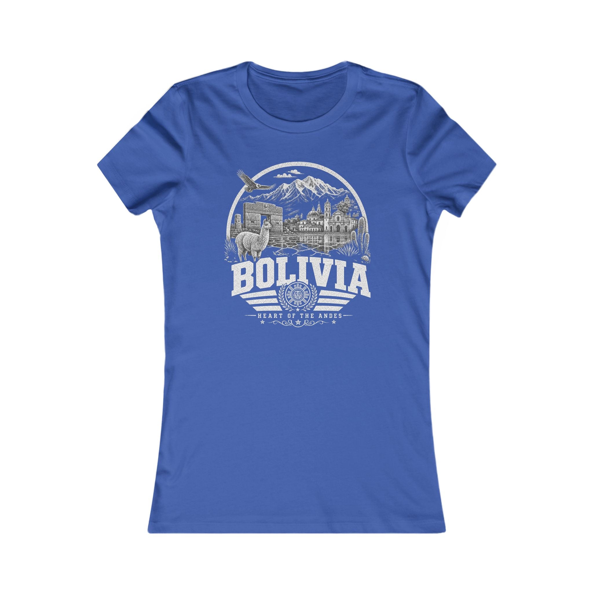 Bolivia vintage landmarks women's tee — iconic landmark design | Nameshi Destinations (view 3)
