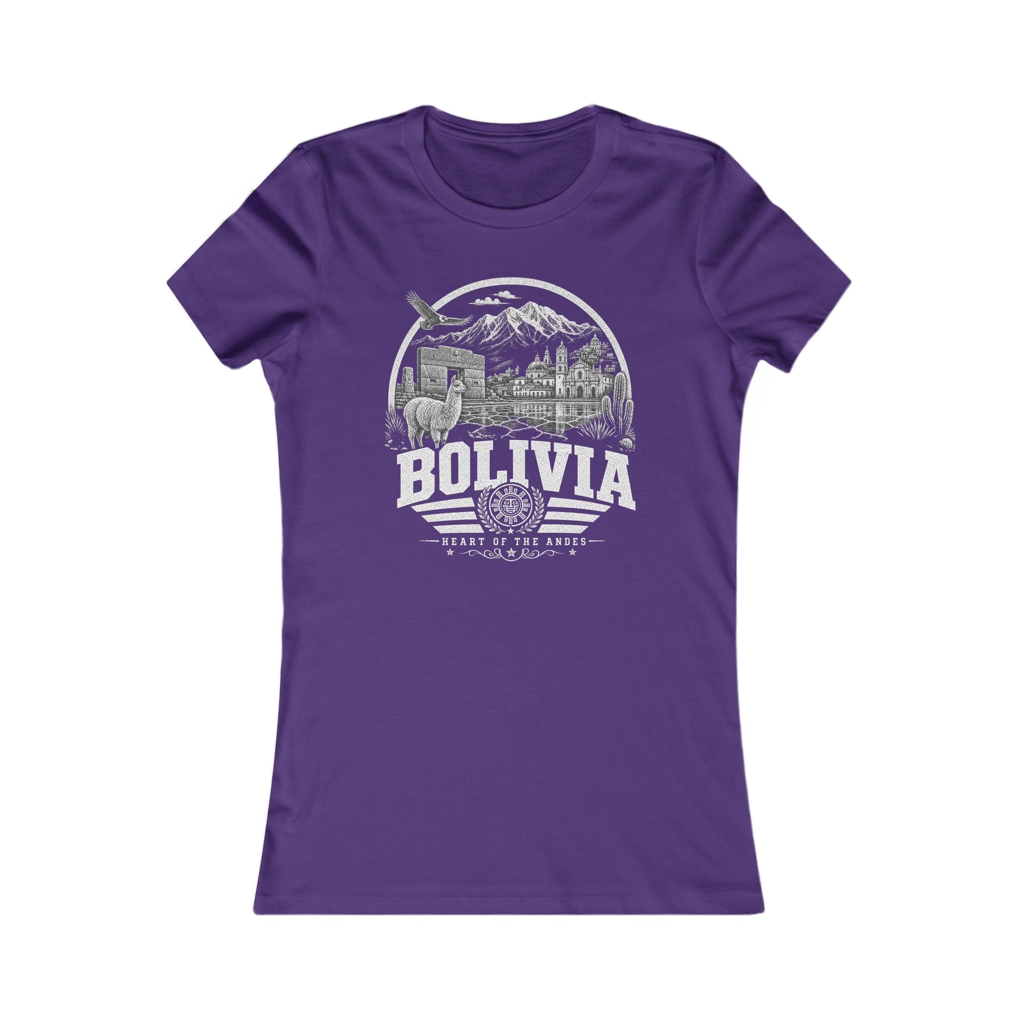 Bolivia vintage landmarks women's tee — iconic landmark design | Nameshi Destinations (view 6)